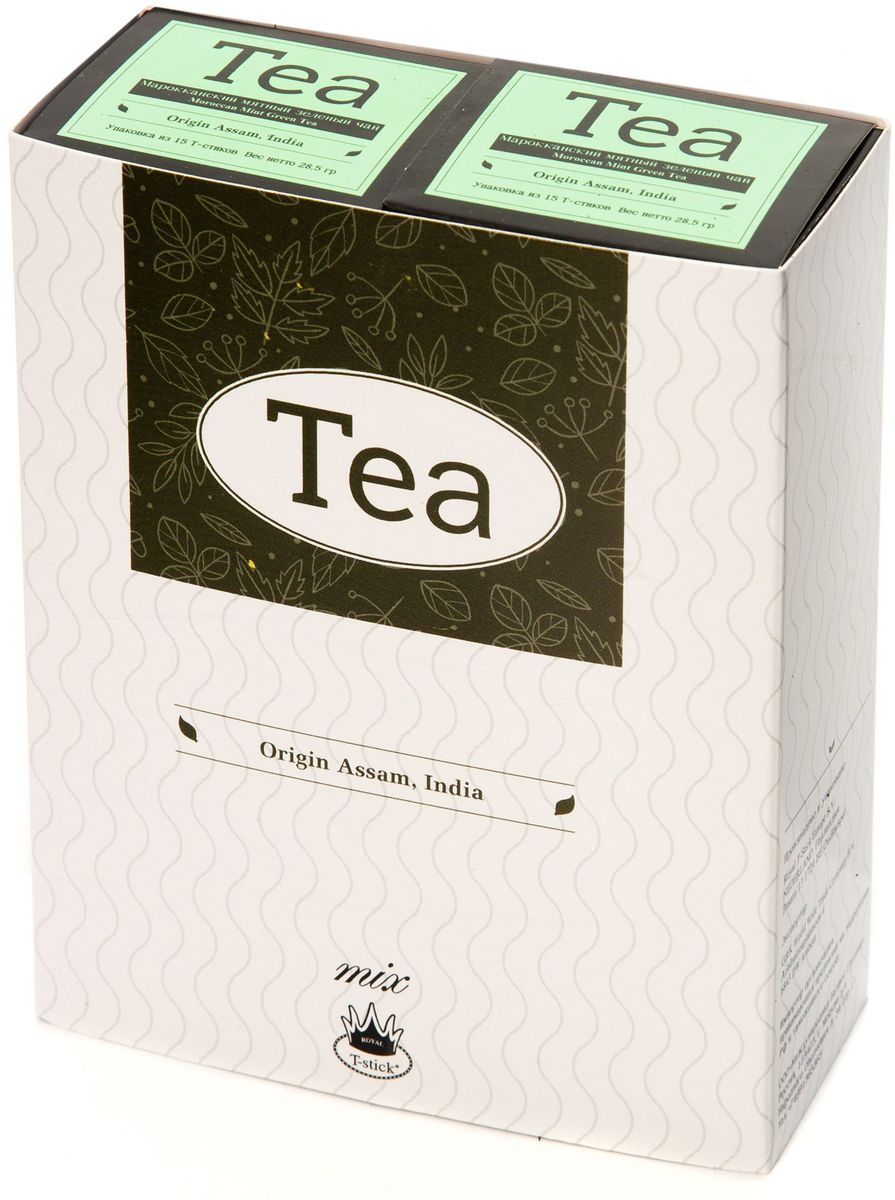 Подарочный набор Royal T-Stick: Mint Green Tea зеленый чай и Mint Green Tea зеленый чай в стиках, 30 шт78600 Подарочный набор Royal T-Stick: Mint Green Tea зеленый чай и Mint Green Tea зеленый чай в стиках, 30 шт78600Подарочный набор из 2 пачек чая премиум класса упакован в коробку для транспортировки. Натуральный зеленый чай с ароматом мяты порадует вас своим тонким и нежным вкусом. Способствует расщеплению жиров и успокаивает нервную систему. Чай упакован в пищевую фольгу, которую можно использовать вместо ложечки для размешивания сахара. Опустите стик в кипяток, оставьте на 3 минуты, размешайте кусочек сахара. Достаньте стик из стакана, потрясите им о край стакана, так, чтобы стекли последние капли, и положите рядом. Вся влага останется внутри стика. Прекрасный подарок родным и близким и отличный повод удивить коллег по работе и друзей, внедряя новую, элегантную культуру чаепития!