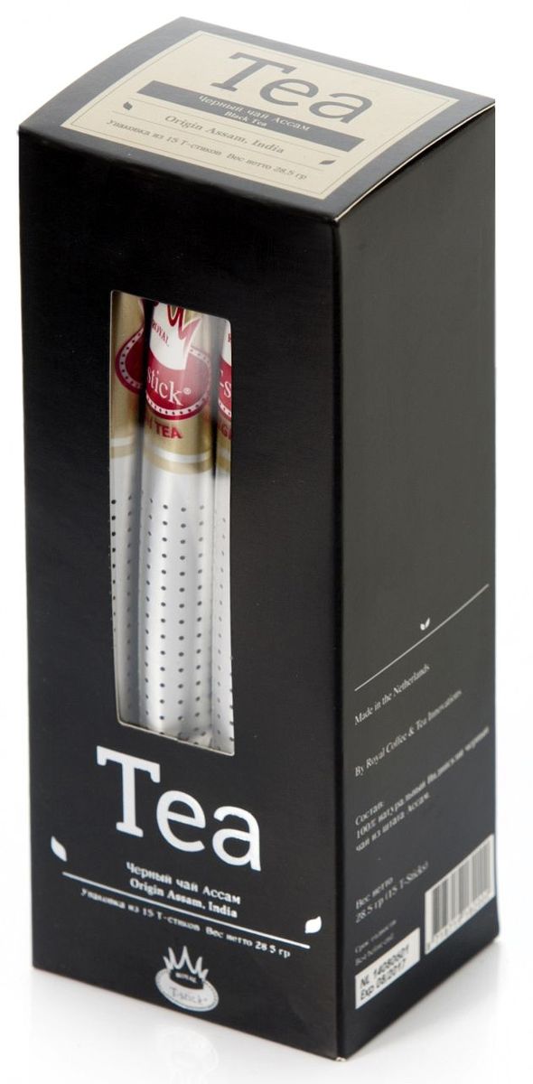 Royal T-Stick High Tea черный чай в стиках, 15 шт100RTS 15 Royal T-Stick High Tea черный чай в стиках, 15 шт100RTS 15Чай Ассам порадует вас насыщенным янтарно-красным цветом, терпким ароматом и пряным, солодово-медовым вкусом. Пейте чай Royal T-stick, наслаждайтесь незабываемым вкусом, идите в ногу со временем. Чай упакован в пищевую фольгу, которую можно использовать вместо ложечки для размешивания сахара. Опустите стик в кипяток, оставьте на 3 минуты, размешайте кусочек сахара. Достаньте стик из стакана, потрясите им о край стакана, так, чтобы стекли последние капли, и положите рядом. Вся влага останется внутри стика. Вам не придется больше выжимать чайный пакетик и испытывать неловкость перед незнакомыми людьми.