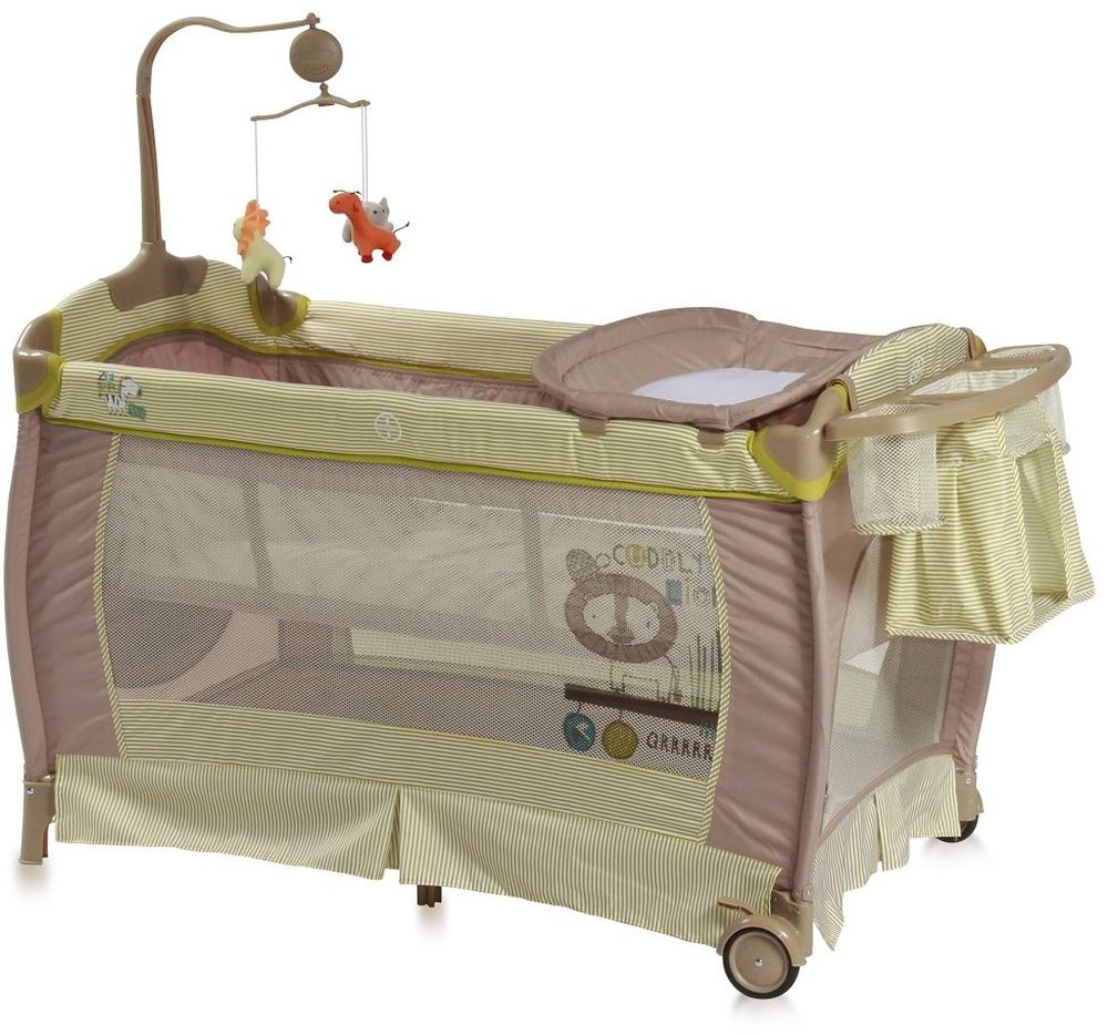 Lorelli Манеж-кроватка SleepNDream цвет зеленый3800151955825 Lorelli Манеж-кроватка SleepNDream цвет зеленый3800151955825Практичная и компактная модель, которая поможет родителям на время ограничить перемещение малыша по дому и сделает его пребывание абсолютно безопасным. Плюсом модели является два уровня высоты ложа. Первый уровень используется для новорожденных. Когда ребенок подрастет, дно можно опустить на второй уровень и использовать манеж не опасаясь, что ребенок вывалится из него. Особенности: Удобный пеленальный столик Сбоку отверстие на молнии Колесики для перемещения по полу Компактное складывание Музыкальная карусель с подвесными игрушками Подставка для аксессуаров и мелочей Размер 120 ? 60 ? 78 см Вес 12 кг