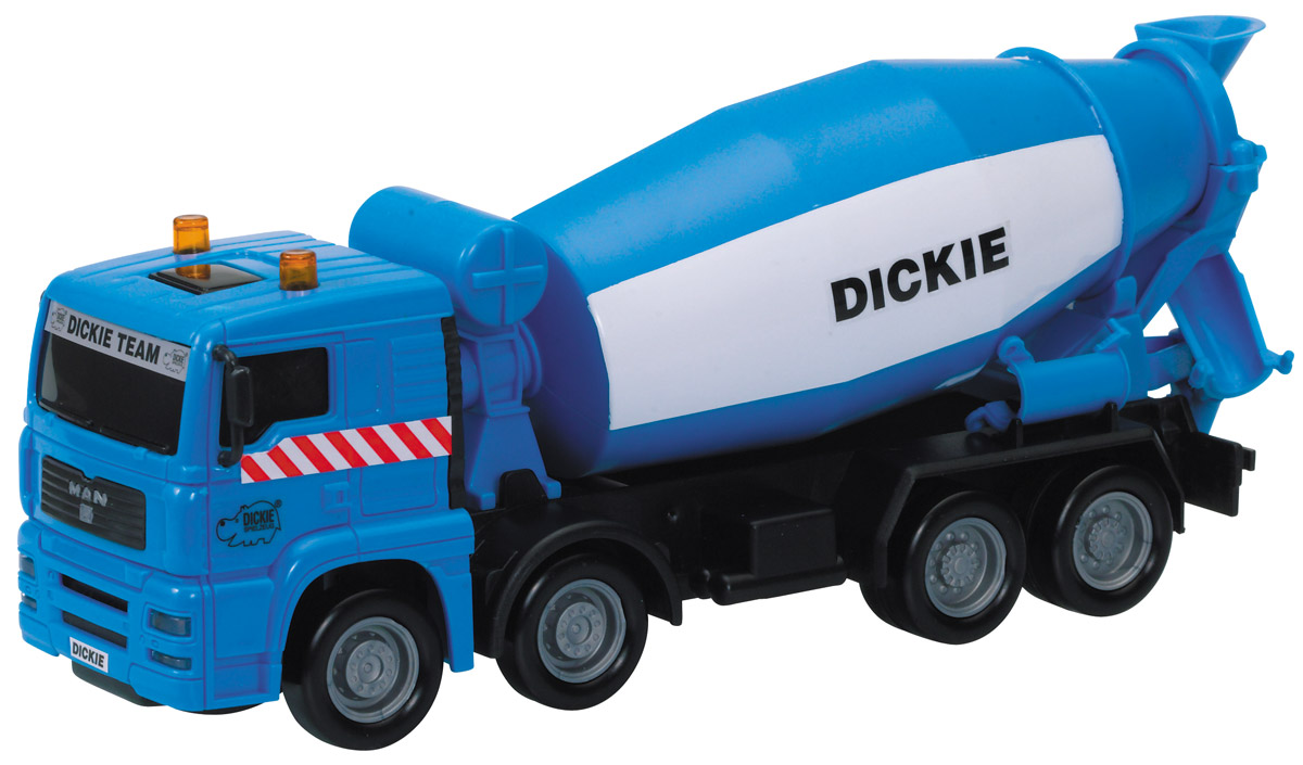 Dickie Toys Бетономешалка MAN3744001_камаз Dickie Toys Бетономешалка MAN3744001_камазБетономешалка Dickie Toys MAN привлечет внимание вашего ребенка и не позволит ему скучать. Игрушка выполнена из прочного пластика в виде хорошо детализированной бетономешалки. Цилиндр и колеса у машины крутятся. Ваш ребенок сможет часами играть с таким транспортом, придумывая разные истории. Порадуйте его таким замечательным подарком!
