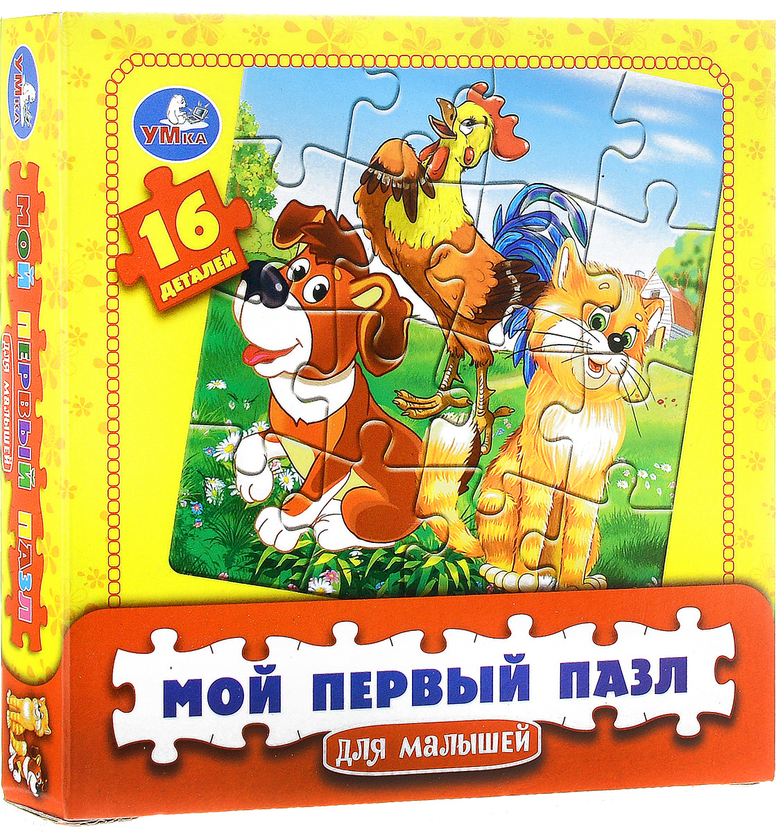 Умка Пазл для малышей Домашние животные4690590092064 Умка Пазл для малышей Домашние животные4690590092064Пазл для малышей Умка Домашние животные состоит из крупных деталей и подойдет для самых маленьких детей. Все детали легко соединяются между собой. Собрав этот пазл, включающий в себя 16 элементов, вы получите картинку с изображением собачки, кота и петуха. Пазл научит ребенка усидчивости, умению доводить начатое дело до конца, поможет развить внимание, память, образное и логическое мышления, сенсорно-моторную координацию движения рук. Крупная и яркая форма собираемых элементов картинки способствует развитию мелкой моторики, которая напрямую влияет на развитие речи и интеллектуальных способностей. В дальнейшем хорошая координация движений рук поможет ребенку легко овладеть письмом.
