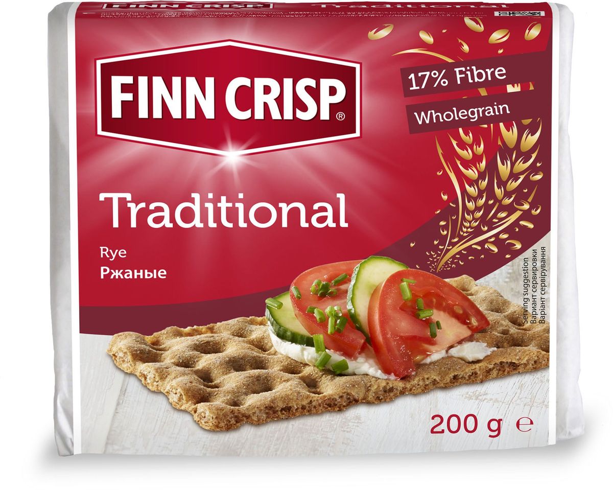 Finn Crisp Traditional хлебцы традиционные, 200 г20118 Finn Crisp Traditional хлебцы традиционные, 200 г20118В 1952 году началось производство сухариков FINN CRISP (ФИНН КРИСП), когда стартовали Олимпийские Игры в Хельсинки (Финляндия). Многие годы натуральные ржаные сухарики FINN CRISP отражают дух Финляндии для миллионов покупателей по всему миру, заботящихся о здоровом питании. Высушивать хлеб - давняя финская традиция и FINN CRISP до сих пор придерживаются этой традиции создавая хлебцы по старому классическому финскому рецепту. Бренд FINN CRISP принадлежит компании VAASAN Group’s. VAASAN - это крупнейшая хлебопекарная компания в Балтийском регионе со столетней историей, занимающаяся производством продукции для правильного и здорового питания. Занимающая второе место по производству сухариков и хлебцев, а её продукция экспортируются в более чем 50 государств!