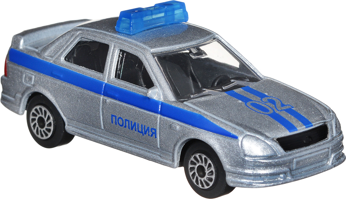 ТехноПарк Модель автомобиля Lada Priora Полиция цвет серебристыйSB-13-09-LP(WB)_серебристый ТехноПарк Модель автомобиля Lada Priora Полиция цвет серебристыйSB-13-09-LP(WB)_серебристыйМодель автомобиля ТехноПарк Lada Priora. Полиция - это миниатюрная копия настоящей машины в масштабе 1:72. Выполненная из высококачественных материалов, она обязательно понравится не только ребенку, но и взрослому. Игрушечная модель с высокой детализацией оснащена металлическим корпусом и подвижными колесами. Машинка является отличным подарком для юного гонщика или взрослого коллекционера техники. Во время игры с такой машинкой у ребенка развиваются мелкая моторика рук, фантазия и воображение.