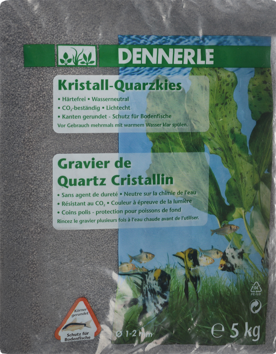 Грунт для аквариума Dennerle Kristall-Quarz, натуральный, цвет: темно-серый, 1-2 мм, 5 кгDEN1748 Грунт для аквариума Dennerle Kristall-Quarz, натуральный, цвет: темно-серый, 1-2 мм, 5 кгDEN1748Натуральный грунт Dennerle Kristall-Quarz предназначен специально для оформления аквариумов. Изделие готово к применению. Натуральный гравий имеет округлую форму зерна, поэтому он безопасен для донных рыб. Гравий является светостойким, он устойчив к CO2, нейтрален к воде. . Грунт Dennerle порадует начинающих любителей природы и самых придирчивых дизайнеров, стремящихся к созданию нового, оригинального. Такая декорация придутся по вкусу и обитателям аквариумов и террариумов, которые ещё больше приблизятся к природной среде обитания. Фракция: 1-2 мм. Объем: 5 кг.