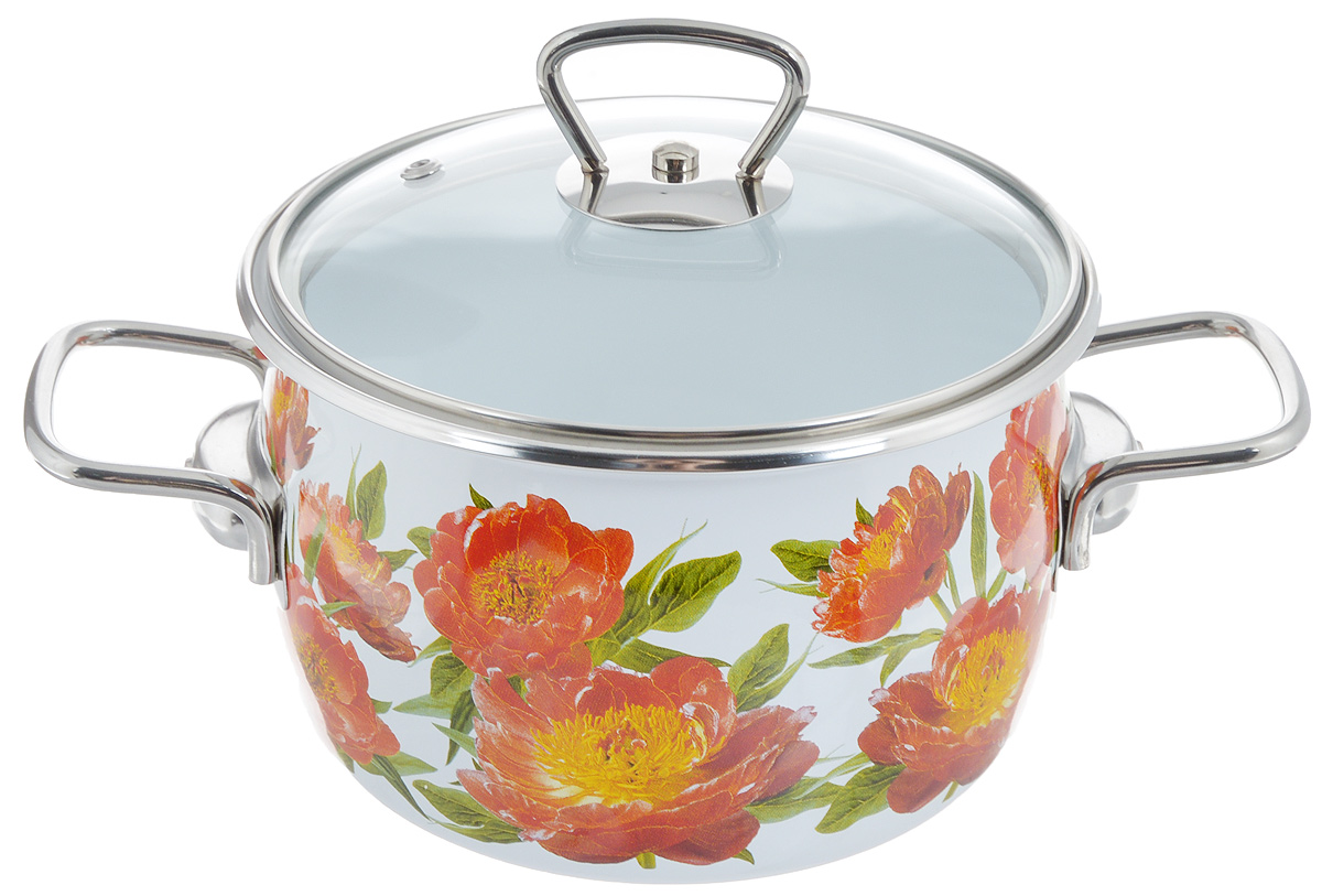 Кастрюля эмалированная Vitross Peony с крышкой, 2 л8SC165S/1SC165S Кастрюля эмалированная Vitross Peony с крышкой, 2 л8SC165S/1SC165SКастрюля эмалированная Vitross Peony изготовлена из высококачественной стали, покрытой жаропрочной эмалью. Стеклокерамика инертна и устойчива к пищевым кислотам, не вступает во взаимодействие с продуктами и не искажает их вкусовые качества. Такое покрытие защищает сталь от коррозии и придает посуде гладкую стекловидную поверхность. Кроме того, такая посуда наиболее безопасна и экологична. Прочный стальной корпус обеспечивает эффективную тепловую обработку пищевых продуктов и не деформируется в процессе эксплуатации. Кастрюля оснащена прочными стальными ручками. Крышка выполнена из жаропрочного стекла, она плотно прилегает к краю посуды и сохраняет аромат блюд. Внешние стенки кастрюли декорированы цветочным рисунком, что сделает посуду настоящим украшением интерьера кухни. Кастрюля подходит для газовых, электрических, стеклокерамических, индукционных плит. Можно мыть в посудомоечной машине. Высота стенки: 11 см. ...