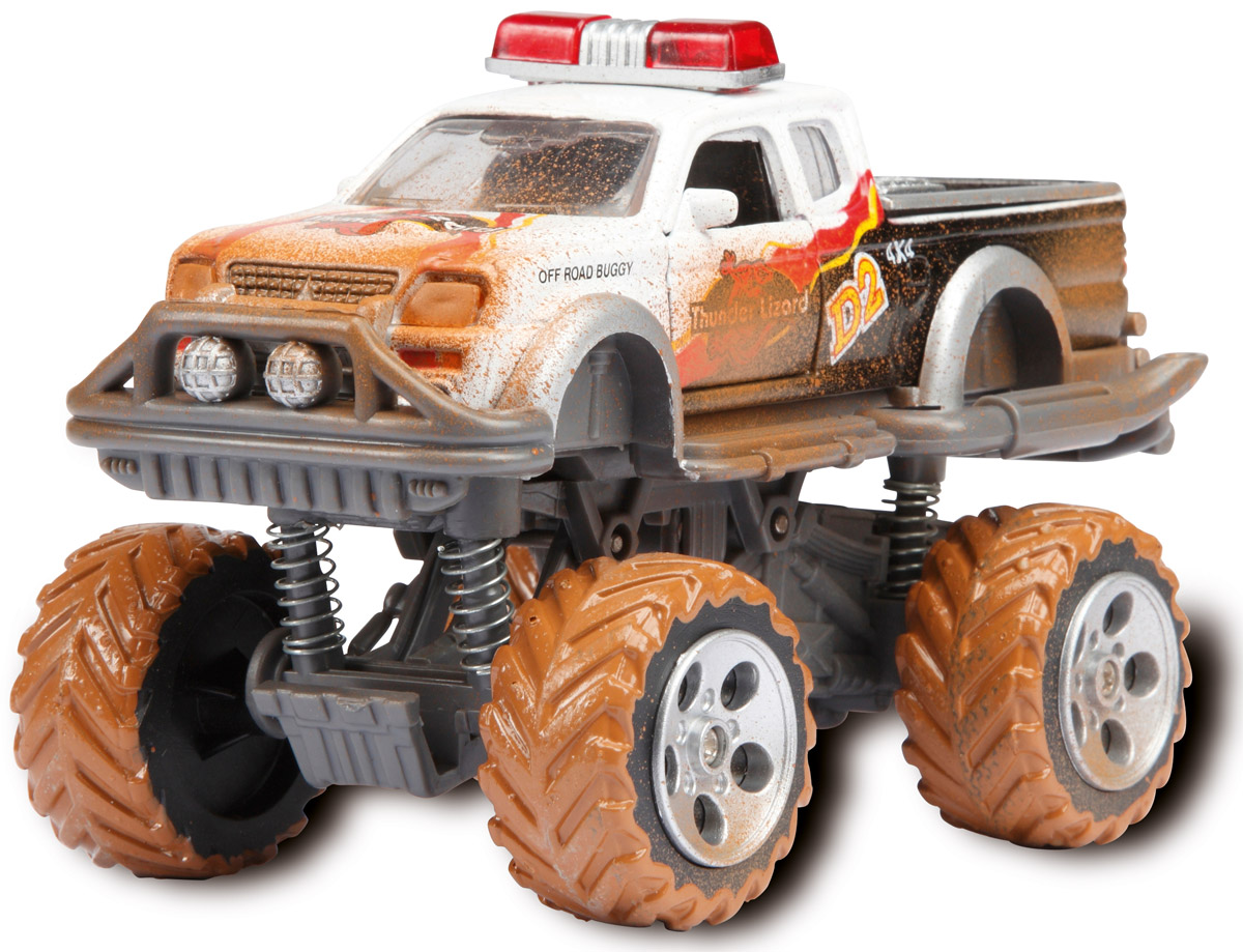 Dickie Toys Внедорожник Rally Monster цвет белый3742000_белый Dickie Toys Внедорожник Rally Monster цвет белый3742000_белыйМощный внедорожник Dickie Toys Rally Monster с открывающимися дверями непременно понравится вашему ребенку. Корпус машинки выполнен в белом цвете. Его поверхность покрыта стилизованными изображениями пламени, номерами, символами и другими картинками. Кроме того, игрушка может похвастать встроенным фрикционным механизмом, благодаря которому ее можно запускать, дабы она преодолевала небольшие расстояния без помощи игрока. Система амортизации обеспечивает внедорожному авто максимальную проходимость даже в самых трудных условиях. Изготовлена эта высокодетализированная модель из обыкновенного пластика, обеспечивающего ей, помимо всего прочего, солидный запас прочности. С этой игрушкой ваш малыш будет часами занят игрой. Порадуйте его таким замечательным подарком!