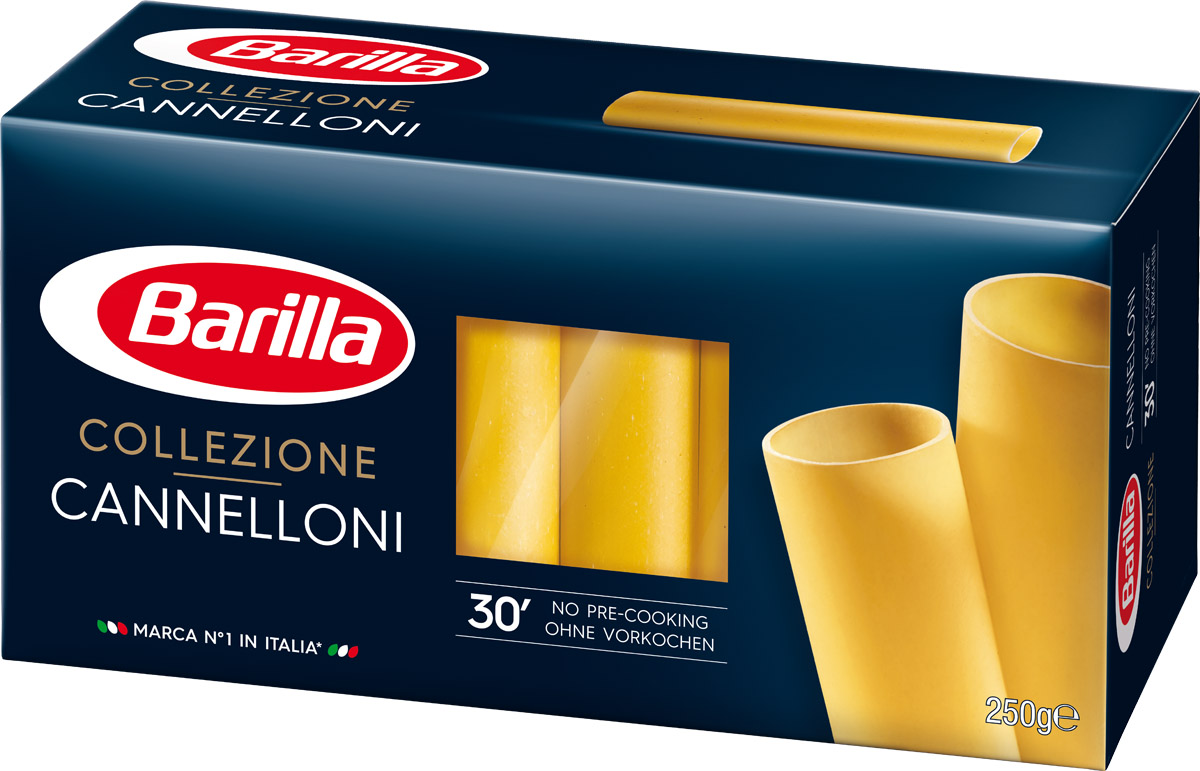 Barilla Cannelloni паста каннеллони, 250 г8076808070882 Barilla Cannelloni паста каннеллони, 250 г8076808070882Историки сомневаются о точном месте происхождения Каннеллони, но они единодушно сходятся во мнении, что Каннеллони - один из первых видов пасты. С давних времен их готовили из теста, замешанного на воде и смолотого с солью зерна, затем тесто раскатывали и нарезали на прямоугольники, на которые клали начинку, сворачивали в трубочку и затем запекли. Паста в виде крупных полых трубочек, которая обычно используется для фарширования (диаметр около 2 см). Каннелони фаршируют мясным или рыбным фаршем, сыром, грибами или овощами, укладывают на противень, заливают соусом (чаще всего используют классический томатный или соус бешамель) и запекают в духовке до готовности. Каннеллони Barilla не требуют предварительного отваривания. Уважаемые клиенты! Обращаем ваше внимание на то, что упаковка может иметь несколько видов дизайна. Поставка осуществляется в зависимости от наличия на складе.
