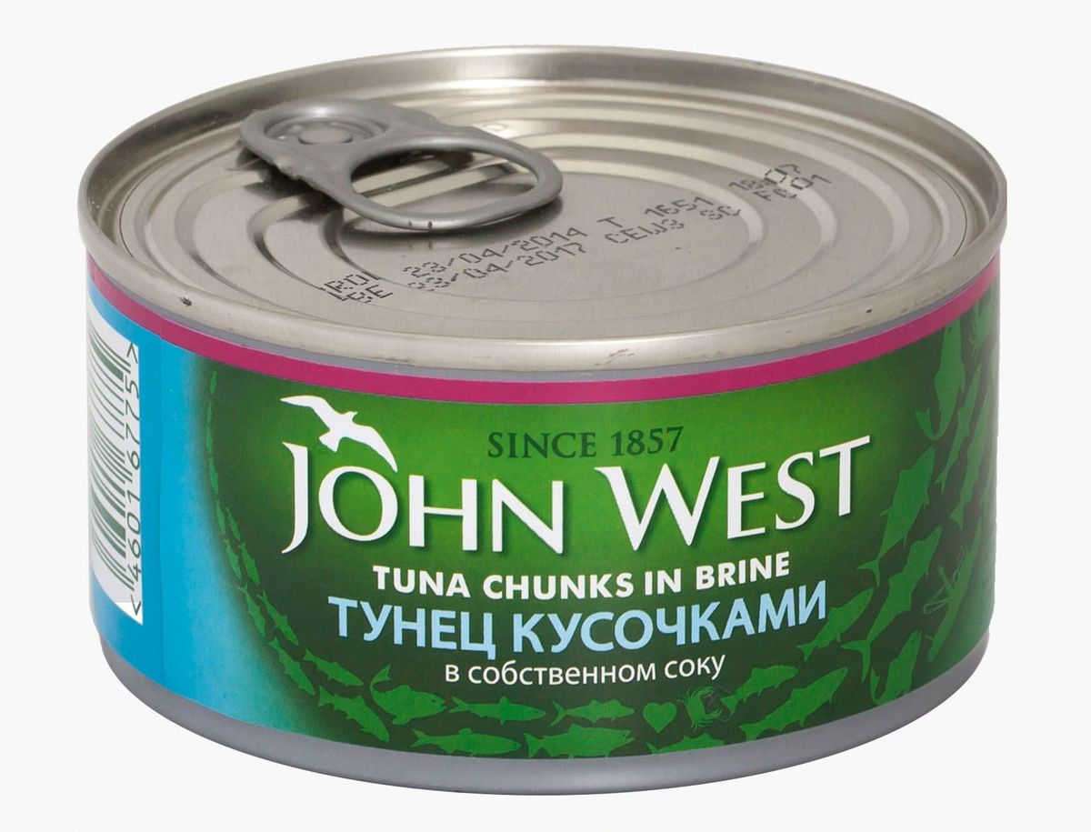John West тунец кусочками в собственном соку, 185 г64104 John West тунец кусочками в собственном соку, 185 г64104Деликатный вкус тунца JOHN WEST кусочками в собственном соку делает его прекрасным дополнением различных блюд. С ним можно приготовить легкие сэндвичи, добавлять его в горячие блюда и в салаты. Благодаря минимальному содержанию жира данный продукт может быть включен в рацион людей, следящих за своей фигурой. В его состав входят исключительно натуральные продукты, консерванты отсутствуют. Побаловать себя и своих близких вкусным и полезным тунцом вы сможете в любое время года.