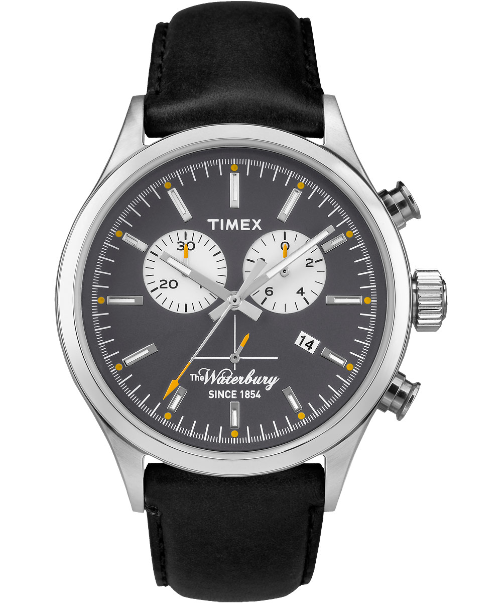 Наручные часы мужские Timex, цвет: черный. TW2P75500TW2P75500 Наручные часы мужские Timex, цвет: черный. TW2P75500TW2P75500Корпус 42мм, циферблат темно-серого цвета, ремешок из натуральной кожи черного цвета, хронограф, водозащита 5АТМ, подсветка INDIGLO