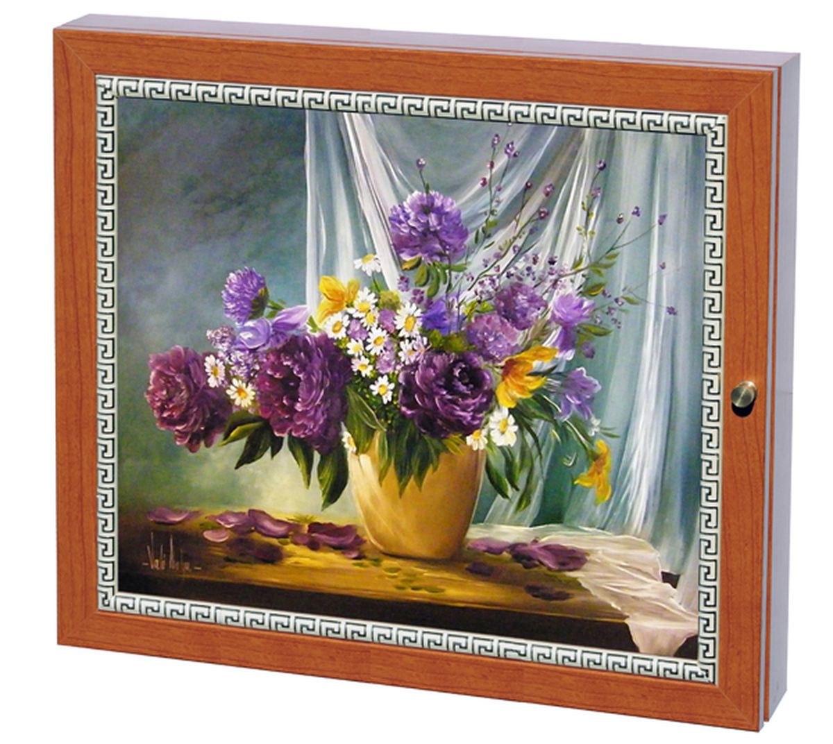 Вешалка-ключница Milarte Фэй, 25 х 30 х 5,5 см. KFV-116031KFV-116031 Вешалка-ключница Milarte Фэй, 25 х 30 х 5,5 см. KFV-116031KFV-116031Вешалка-ключница Milarte Фэй, выполненная из МДФ, украсит интерьер помещения, а также поможет создать атмосферу уюта. Ключница, декорированная оригинальным изображением, станет не только украшением вашего дома, но и послужит функционально. Она представляет собой ящичек, внутри которого предусмотрено 9 металлических крючков для ключей в два ряда. Дверца фиксируется к корпусу на крючок. Вешалка-ключница подвешивается на стену, крепежные элементы входят в комплект. Размер изображения: 24 х 19 см.