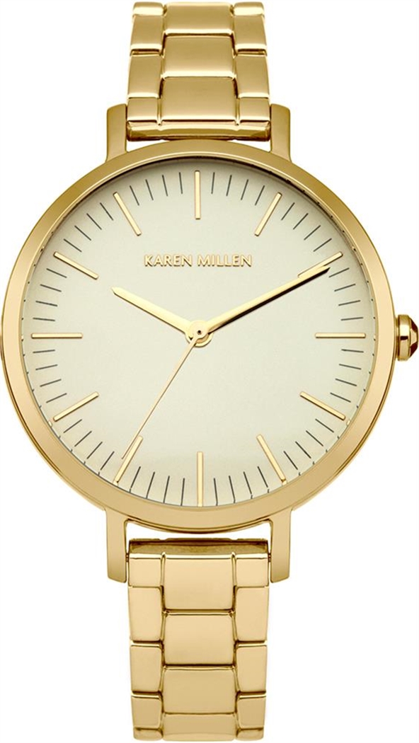 Наручные часы женские Karen Millen, цвет: золотой. KM126GMKM126GM Наручные часы женские Karen Millen, цвет: золотой. KM126GMKM126GM3-стрелочный механизм VJ21; IP Gold покрытие; Диаметр 33 мм; Минеральное стекло; Циферблат золотого цвета; Нет камней; Браслет из нерж. стали с IP-покрытием; Водозащита 3 ATM