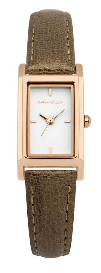 Наручные часы женские Karen Millen, цвет: коричневый. KM114TRGKM114TRG Наручные часы женские Karen Millen, цвет: коричневый. KM114TRGKM114TRG3-стрелочный механизм PC11; IP Rose Gold-покрытие; 18.2 x 31.8 мм; Минеральное стекло; Белый глянцевый циферблат; Перламутровый коричневый ремешок; Водозащита 3 АТМ
