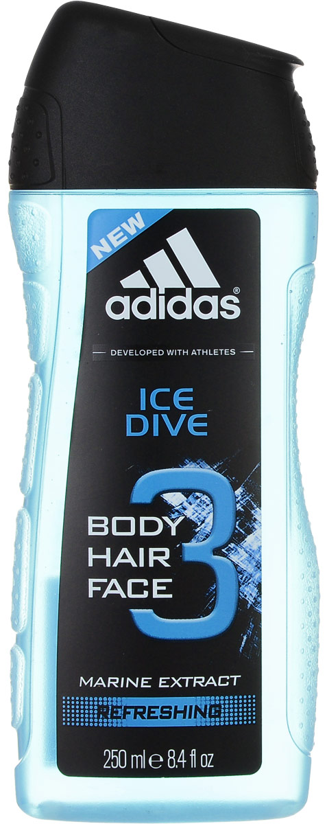 Adidas Гель для душа Hair&Body 3 Ice Dive, мужской, 250 мл3401315116/3607347395348 Adidas Гель для душа Hair&Body 3 Ice Dive, мужской, 250 мл3401315116/3607347395348Для лица, волос, тела.