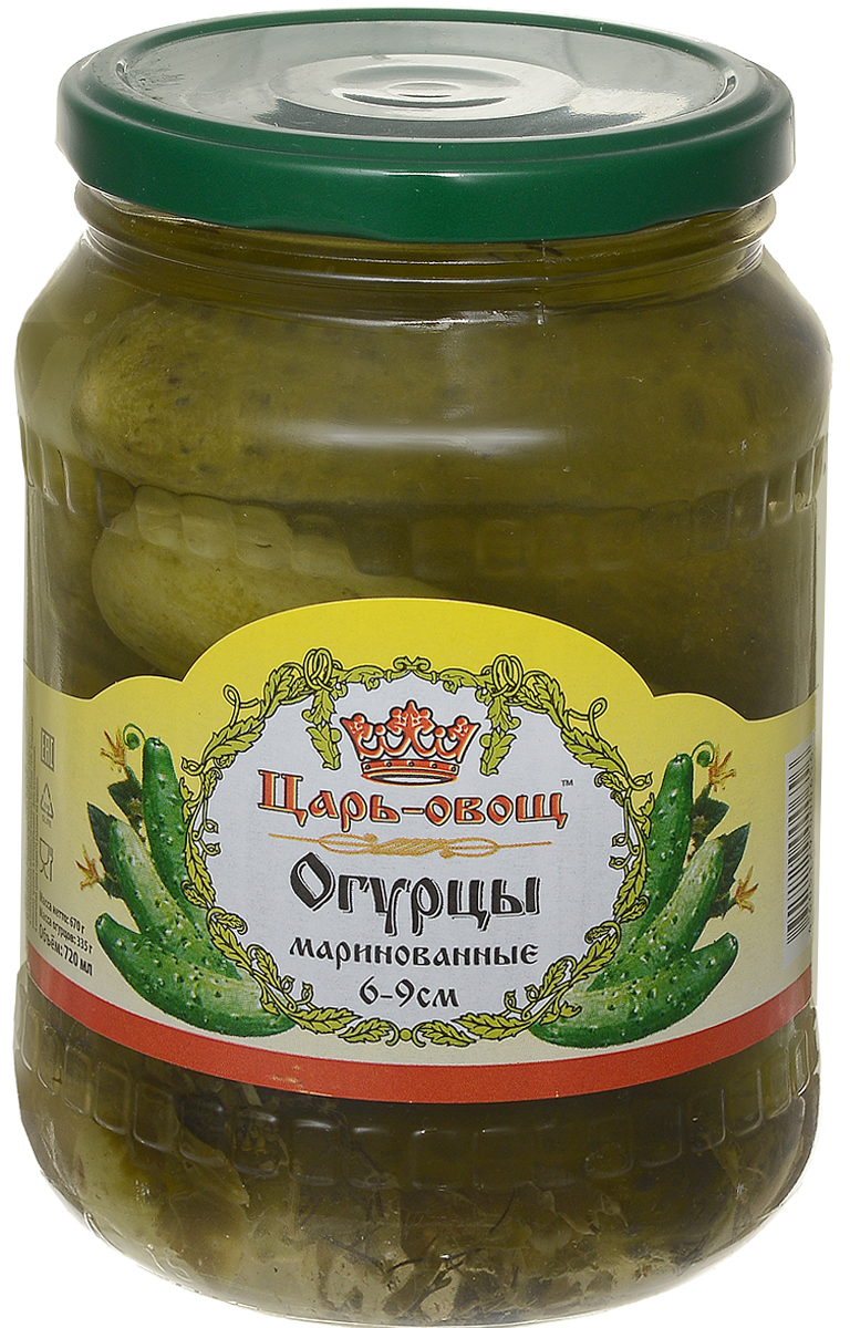 Царь-овощ Огурцы 6-9 см, 680 г940 Царь-овощ Огурцы 6-9 см, 680 г940Традиционная рецептура пряного маринада - кисло-сладкого, сдобренного зернами горчицы и чесноком - добавляет огурцам Царь-овощ особую легкую пикантность, что особенно хорошо, если использовать их как самостоятельную закуску.