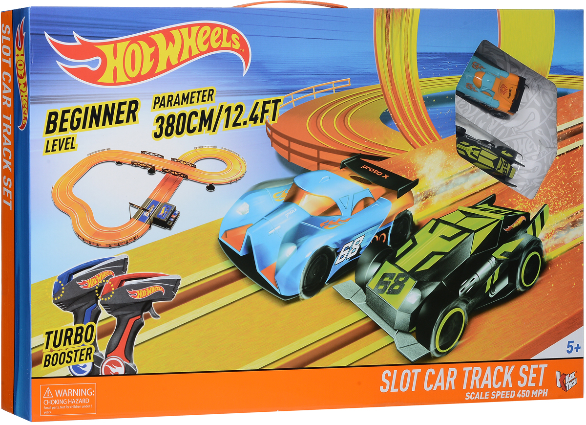 Kidztech Гоночный трек Hot Wheels 380 см83107 Kidztech Гоночный трек Hot Wheels 380 см83107Kidztech Гоночный трек Hot Wheels непременно заинтересует вашего ребенка и не позволит ему скучать. Трасса разрабатывалась для начинающих гонщиков, поэтому она не отличается сложностью. Она состоит из нескольких крутых поворотов, моста и длинного прямого участка. На последнем можно познакомиться со скоростными качествами машинок, и оценить турбо режим. Сам трек собирается из 53 деталей. Ее общая протяженность равняется 3,8 метра. Машинки могут похвастаться светящимися фарами. В набор включены два проводных пульта. Играя с этим набором, ребенок будет развивать: мелкую моторику, меткость и фантазию. Порадуйте своего ребенка таким захватывающим подарком! Для работы трека требуется 6 батареек типа АА (не входят в комплект).