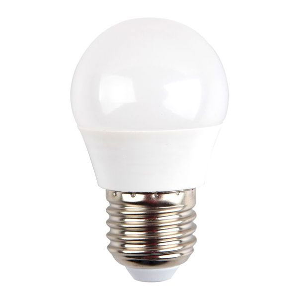 Лампа светодиодная Космос, GL45, белый свет, цоколь E27, 5WLksm_LED5wGL45E2745 Лампа светодиодная Космос, GL45, белый свет, цоколь E27, 5WLksm_LED5wGL45E2745Светодиодная лампа Космос отличается низким энергопотреблением. Срок службы лампы 30000 часов, это в 30 раз дольше, чем у лампы накаливания. Устойчива к вибрациям и высоким перепадам температур. Обладает высокой механической прочностью и вибростойкостью. Характеризуется отсутствием ультрафиолетового и инфракрасного излучений. Эквивалентна лампе накаливания мощностью 60 Вт. Светит рассеянным светом как обычная лампа. Подходит для всех светильников. Номинальное напряжение: 220-240 В. Номинальная частота: 50/60 Гц. Рабочий ток: 0,04 А. Угол рассеивания: 270°. Срок службы: 30 000 ч. Стабильная работа при температуре: от 40°С до +50°С.