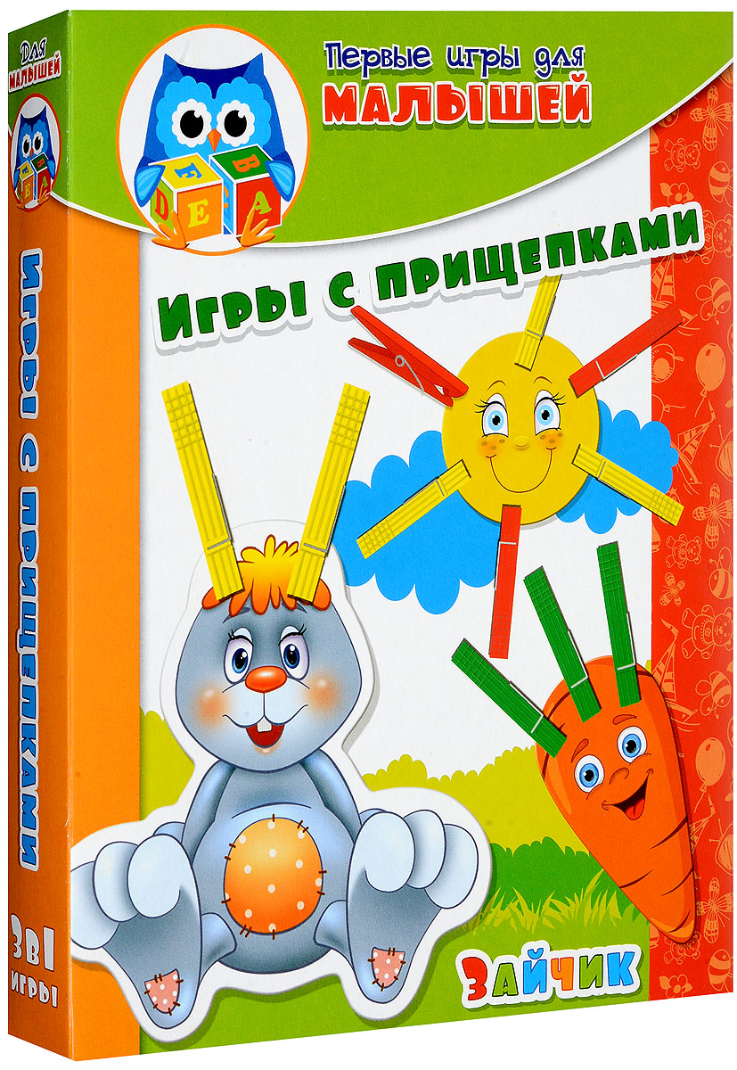 Vladi Toys Обучающая игра с прищепками Зайчик 3 в 1VT1307-04 Vladi Toys Обучающая игра с прищепками Зайчик 3 в 1VT1307-04Обучающая игра с прищепками Vladi Toys Зайчик - это оригинальный способ занять непоседливого малыша. Ребенку предлагается дополнить фигурные картинки недостающими элементами в виде разноцветных прищепок. Такой набор станет хорошим помощником родителям в развитии детей. В комплекте 8 фигурок, 4 прищепки.