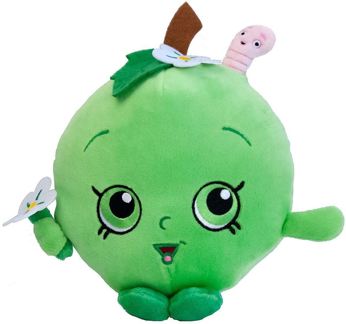 Shopkins Мягкая игрушка Яблочко Фло31633 Shopkins Мягкая игрушка Яблочко Фло31633Забавная мягкая игрушка в виде Яблочка Фло из мультфильма Шопкинс порадует вашего ребенка и поможет придумать множество увлекательных игр, во время которых у малыша будут развиваться воображение, речь, тактильное восприятие и многое другое. Компактную игрушку очень удобно брать с собой в гости или в садик. Соберите всю коллекцию плюшевых игрушек Шопкинс, чтобы детские игры стали увлекательнее и разнообразнее! Мягкая игрушка Яблочко Фло ТМ Шопкинс высотой 20 см выполнена из нежного, приятного на ощупь плюша, плотно набита и декорирована высококачественной вышивкой. Товар сертифицирован. Упаковка - пакет.