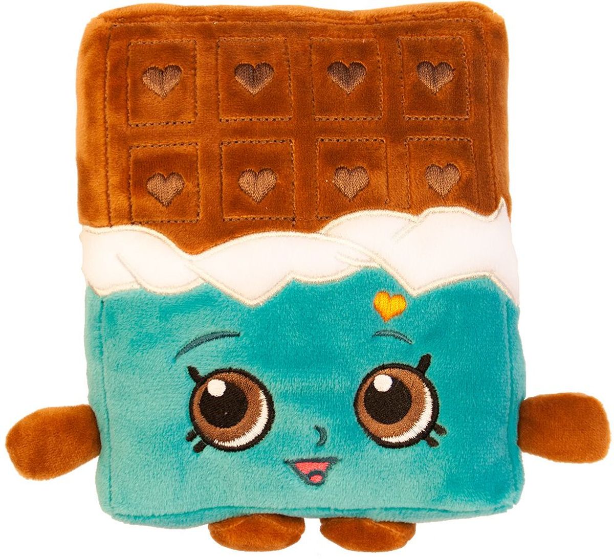 Shopkins Мягкая игрушка Шоколадка Чеки31634 Shopkins Мягкая игрушка Шоколадка Чеки31634Шоколадка Чеки желает подружиться с вашим малышом, чтобы вместе весело играть, развивая у крохи воображение, речь, тактильное восприятие и многое другое. Компактная игрушка в виде героя мультфильма Шопкинс легко помещается в сумочку или рюкзачок, поэтому ее удобно брать с собой в гости или в садик. Соберите всю коллекцию плюшевых игрушек Шопкинс, чтобы детские игры стали увлекательнее и разнообразнее! Мягкая игрушка Шоколадка Чеки ТМ Шопкинс высотой 20 см выполнена из нежного, приятного на ощупь плюша, плотно набита и декорирована высококачественной вышивкой. Товар сертифицирован. Упаковка - пакет.