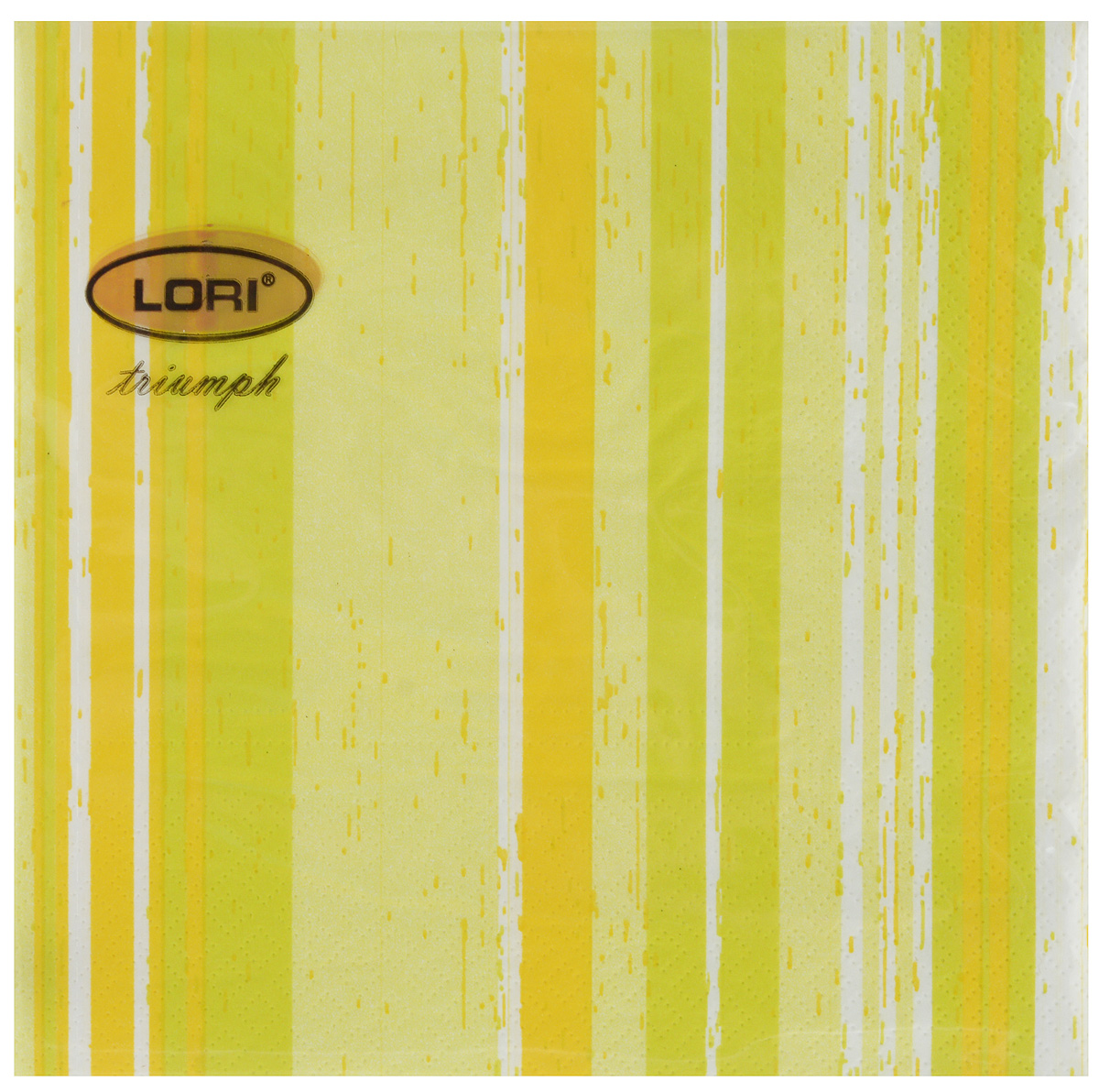 Салфетки бумажные Lori Triumph "Полоски", трехслойные, цвет: салатовый, белый, 33 х 33 см, 20 шт