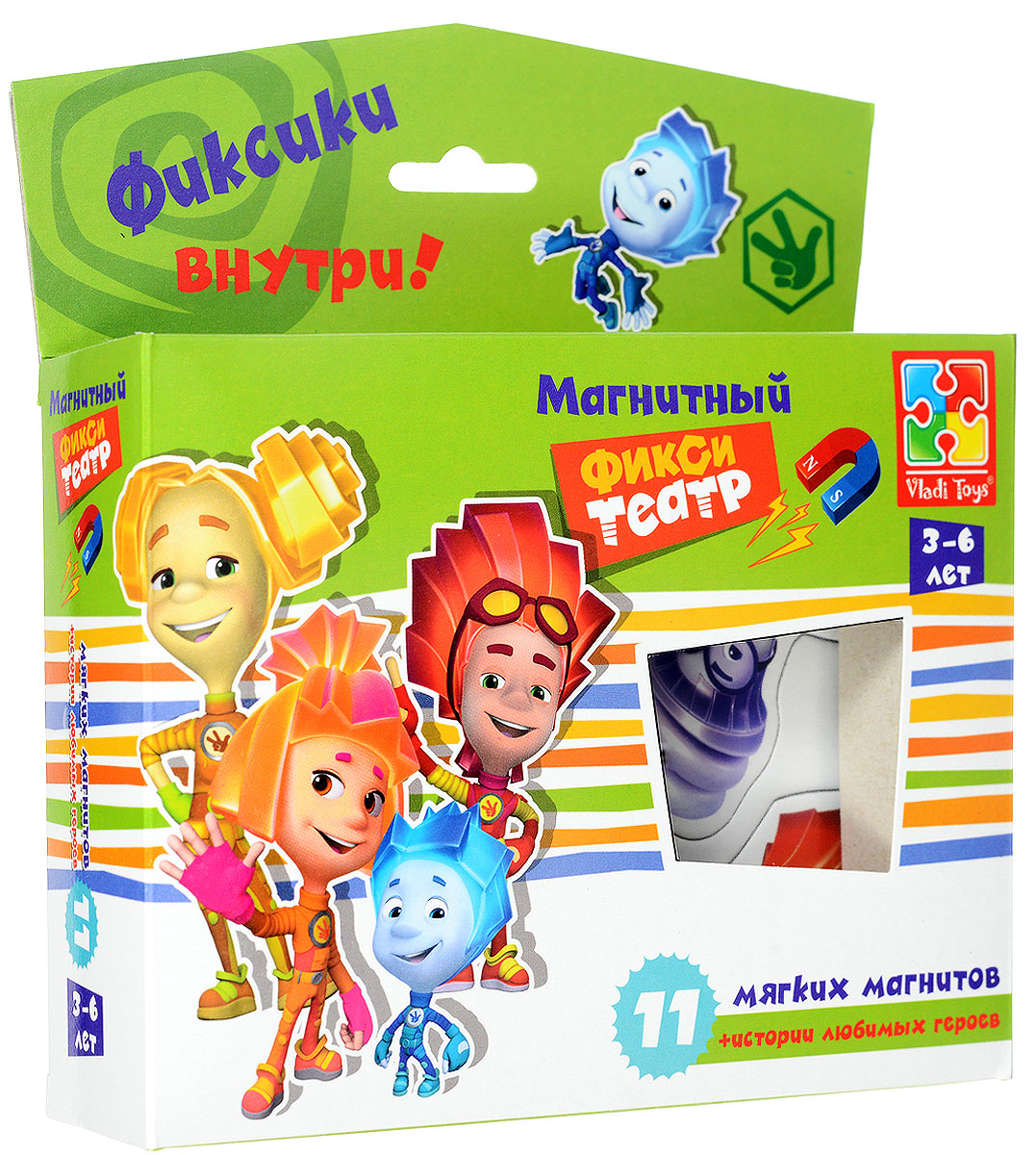 Vladi Toys Магнитный кукольный театр Фиксики VT3206-20VT3206-20 Vladi Toys Магнитный кукольный театр Фиксики VT3206-20VT3206-20Магнитный кукольный театр Vladi Toys Фиксики - это прекрасная возможность для малыша творить и создавать свои собственные сюжеты! Любимый мультик на холодильнике - что может быть интереснее и удобнее! Поставить настоящий спектакль дома теперь легко и просто! Магнитному театру не нужна большая сцена и огромные декорации - играть можно просто на холодильнике или на магнитном планшете. В такой сюжетно-ролевой игре проявляется характер и творческое самовыражение ребенка. В игру входят персонажи и декорации. Все элементы - мягкие и толстенькие, такими магнитами удобно пользоваться. Также в состав игры входят истории любимых героев.