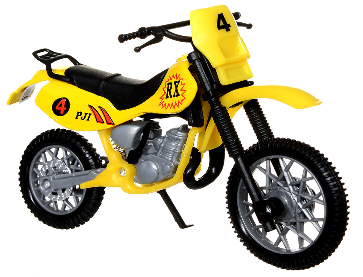 Dickie Toys Кроссовый мотоцикл цвет желтый3341004_желтый Dickie Toys Кроссовый мотоцикл цвет желтый3341004_желтыйТакой яркий кроссовый мотоцикл Dickie Toys понравится любому ребенку, который сможет с ним не только играть, но и сделать его частью своей коллекции техники. У игрушечного мотоцикла поворачивается руль, есть подставка, благодаря которой он может стоять, а также свободно вращающиеся резиновые колеса. Реалистичный мотоцикл, выполненный с вниманием к деталям, станет отличным дополнением к автопарку вашего малыша!