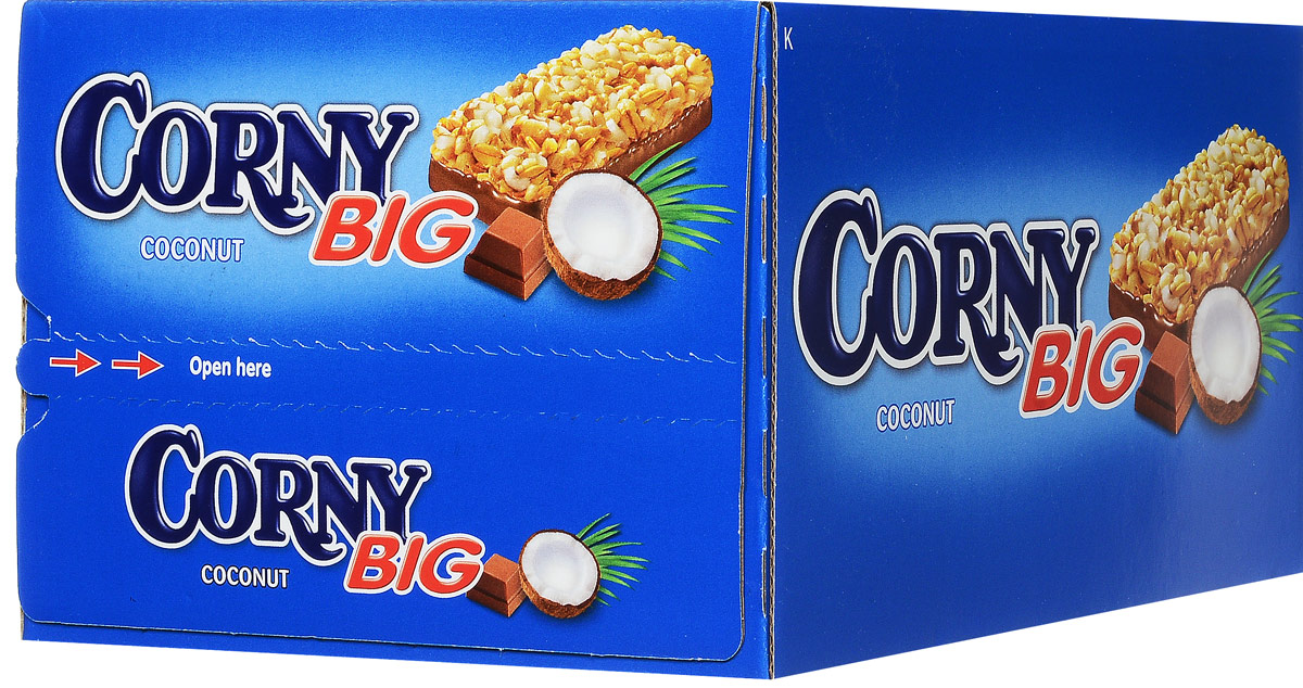 Corny полоска злаковая с кокосом и молочным шоколадом, 24 штбзк003_24 штуки Corny полоска злаковая с кокосом и молочным шоколадом, 24 штбзк003_24 штукиЗлаковые батончики Corny - вкусная и здоровая альтернатива традиционным снэкам - шоколадным плиткам, чипсам и булкам. Батончики сочетают в себе исключительную пользу и удобство. В их состав входят злаки, орехи, фрукты и шоколад. Разнообразие видов позволяет каждому выбрать батончик по своему вкусу. Медленные углеводы заряжают полезной энергией, а удобная форма и упаковка соответствуют быстрому ритму жизни. Уважаемые клиенты! Обращаем ваше внимание, что полный перечень состава продукта представлен на дополнительном изображении.