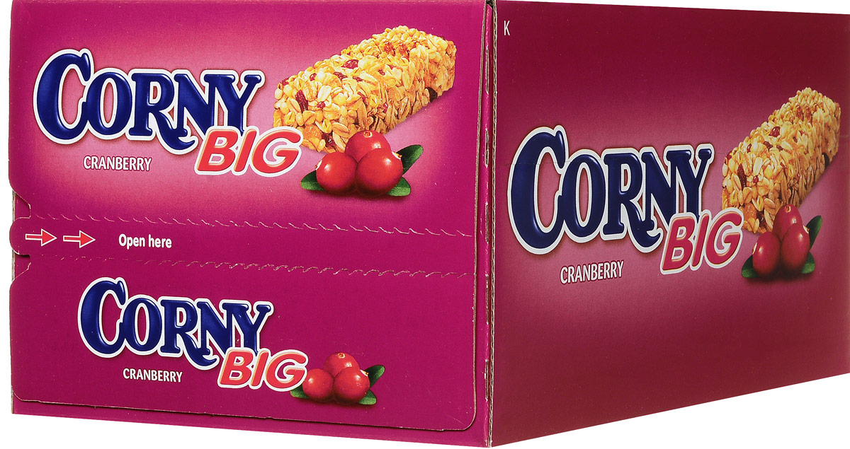 Corny полоска злаковая с клюквой, 24 штбзк004_24 штуки Corny полоска злаковая с клюквой, 24 штбзк004_24 штукиЗлаковые батончики Corny - вкусная и здоровая альтернатива традиционным снэкам - шоколадным плиткам, чипсам и булкам. Батончики сочетают в себе исключительную пользу и удобство. В их состав входят злаки, орехи, фрукты и шоколад. Разнообразие видов позволяет каждому выбрать батончик по своему вкусу. Медленные углеводы заряжают полезной энергией, а удобная форма и упаковка соответствуют быстрому ритму жизни. Уважаемые клиенты! Обращаем ваше внимание, что полный перечень состава продукта представлен на дополнительном изображении.