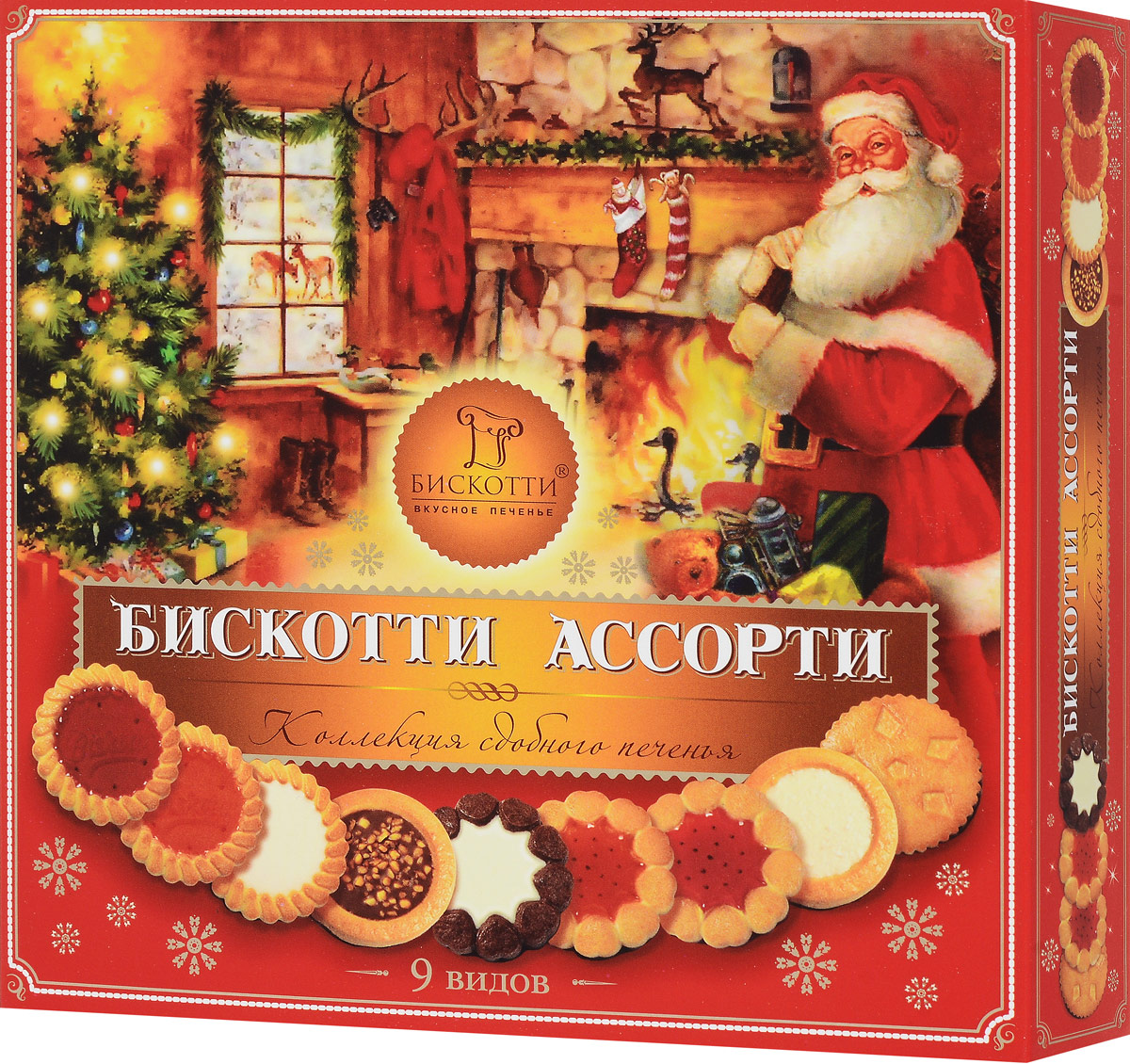 Бискотти Ассорти печенье сдобное, 345 г (9 видов)ищд205р Бискотти Ассорти печенье сдобное, 345 г (9 видов)ищд205рНабор сдобного печенья Бискотти Ассорти из девяти видов печенья порадует всех любительниц сладкого. Продукция упакована в презентабельно оформленную коробочку. Идеальный подарочный вариант. В набор входит: - Бискотти с кремом - печенье сдобное с кремовой начинкой, глазированное; - Бискотти с орехом - печенье сдобное с шоколадно-ореховой начинкой, декорированное дробленым орехом, обжаренным в карамели, глазированное; - Бискотти с кокосом - печенье сдобное с кокосовой начинкой, декорированное мякотью кокосового ореха, глазированное; - Бискотти с вишневым мармеладом; - Бискотти с апельсиновым мармеладом; - Бискотти Шокко - печенье сдобное рассыпчатое, глазированное; - Бискотти Ноттэ - печенье сдобное с кремовой начинкой, шоколадное тесто, глазированное. Уважаемые клиенты! Обращаем ваше внимание на то, что упаковка может иметь несколько видов дизайна. Поставка осуществляется в зависимости от наличия на складе.
