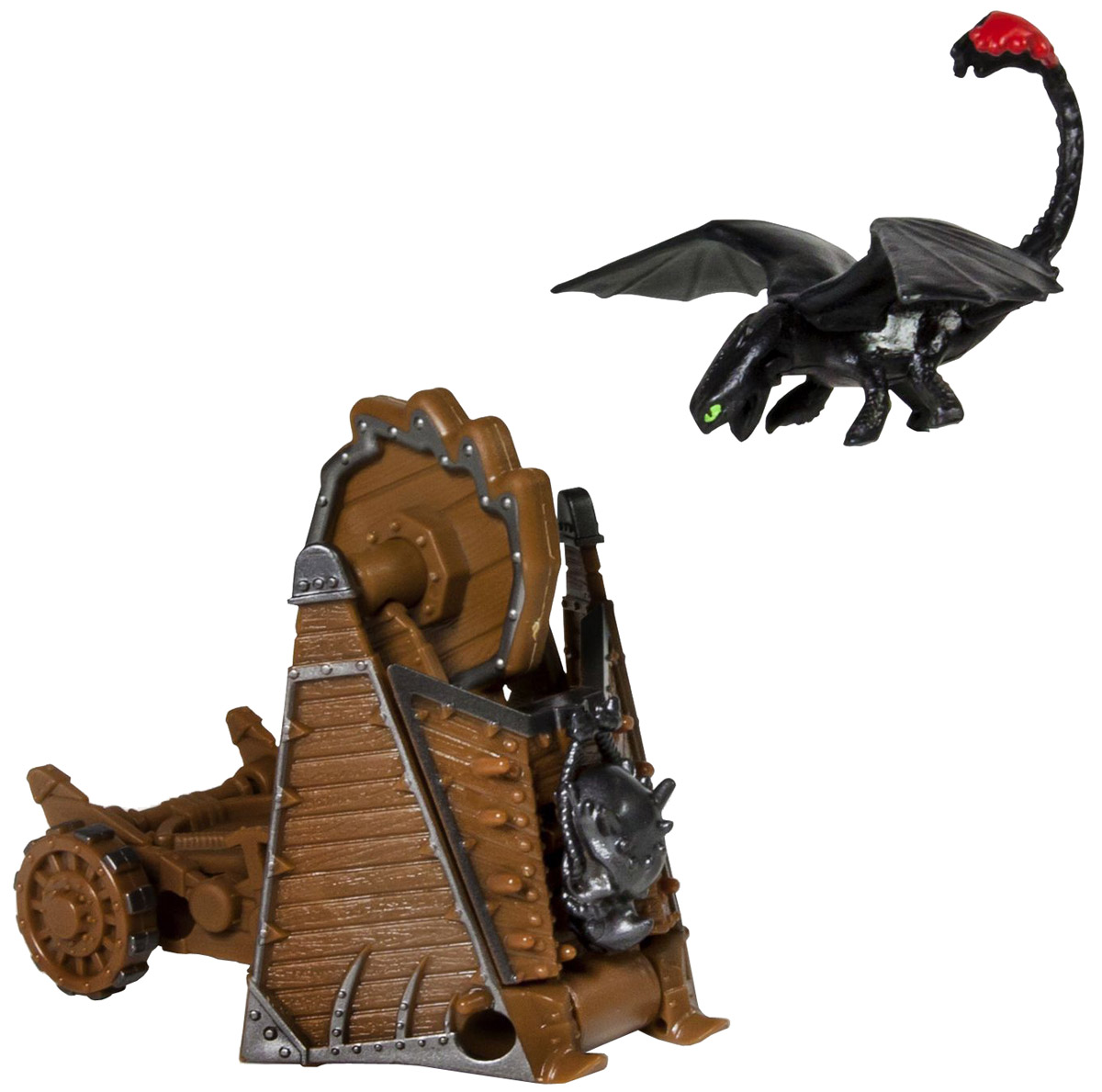 Dragons Набор фигурок Toothless vs Drago War Machine66561_20064842 Dragons Набор фигурок Toothless vs Drago War Machine66561_20064842Набор для битв Dragons Toothless vs Drago War Machine создан на основе масштабных батальных сцен из мультфильма Как приручить дракона 2. По сюжету драконы сражаются против боевых машин. Набор выполнен из прочного пластика и включает фигурку дракона Беззубика и боевую пушку Драго. С помощью этого набора для битвы ребенок воссоздаст картину сражения прямо в своей комнате и окунется в гущу событий мультфильма, будет проигрывать любимые сцены или придумывать свои истории!