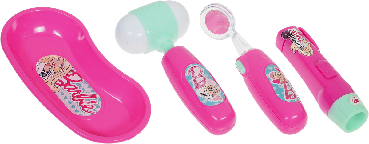 Corpa Игровой набор Юный доктор Barbie 4 предметаD121D Corpa Игровой набор Юный доктор Barbie 4 предметаD121DИгровой набор Corpa Юный доктор Barbie - это замечательный подарок для вашей девочки, которая сможет почувствовать себя настоящим врачом. В набор входит: электронный стоматоскоп – это инструмент с зеркальцем для обследования рта, неврологический молоточек, фонарик и лоток для разных мелочей. С таким набором ваша малышка сможет примерить на себя сложнейшую, но очень интересную профессию доктора и даже стать настоящим специалистом в области здравоохранения, оказывая медицинскую помощь любимым игрушкам. Все инструменты исключительно безопасны, выполнены из прочных материалов и оснащены световыми эффектами. Для работы стоматоскопа необходимы 2 батарейки типа AG10 (входят в комплект). Для работы фонарика необходима 1 батарейка типа AA (не входи в комплект).