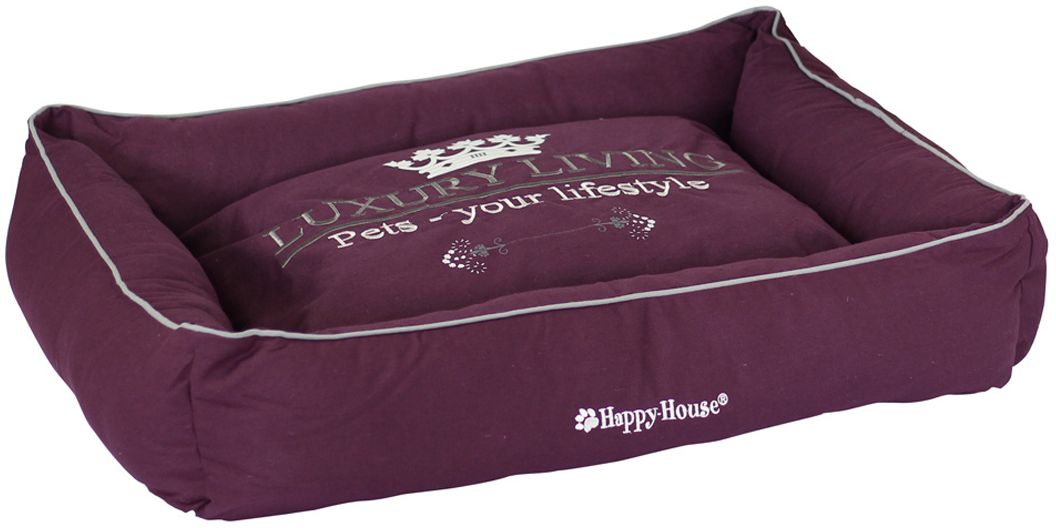 Лежак для животных Happy House Luxsury Living, цвет: пурпурный, 75 х 60 х 12 см4011-11 Лежак для животных Happy House Luxsury Living, цвет: пурпурный, 75 х 60 х 12 см4011-11Мягкий и уютный лежак Happy House Luxsury Living обязательно понравится вашему питомцу. Он выполнен из хлопка, а наполнитель - полиэстер. Такой материал не теряет своей формы долгое время. Борта и съемный матрас обеспечат вашему любимцу уют. Мягкий лежак станет излюбленным местом вашего питомца, подарит спокойный и комфортный сон, а также убережет вашу мебель от многочисленной шерсти.