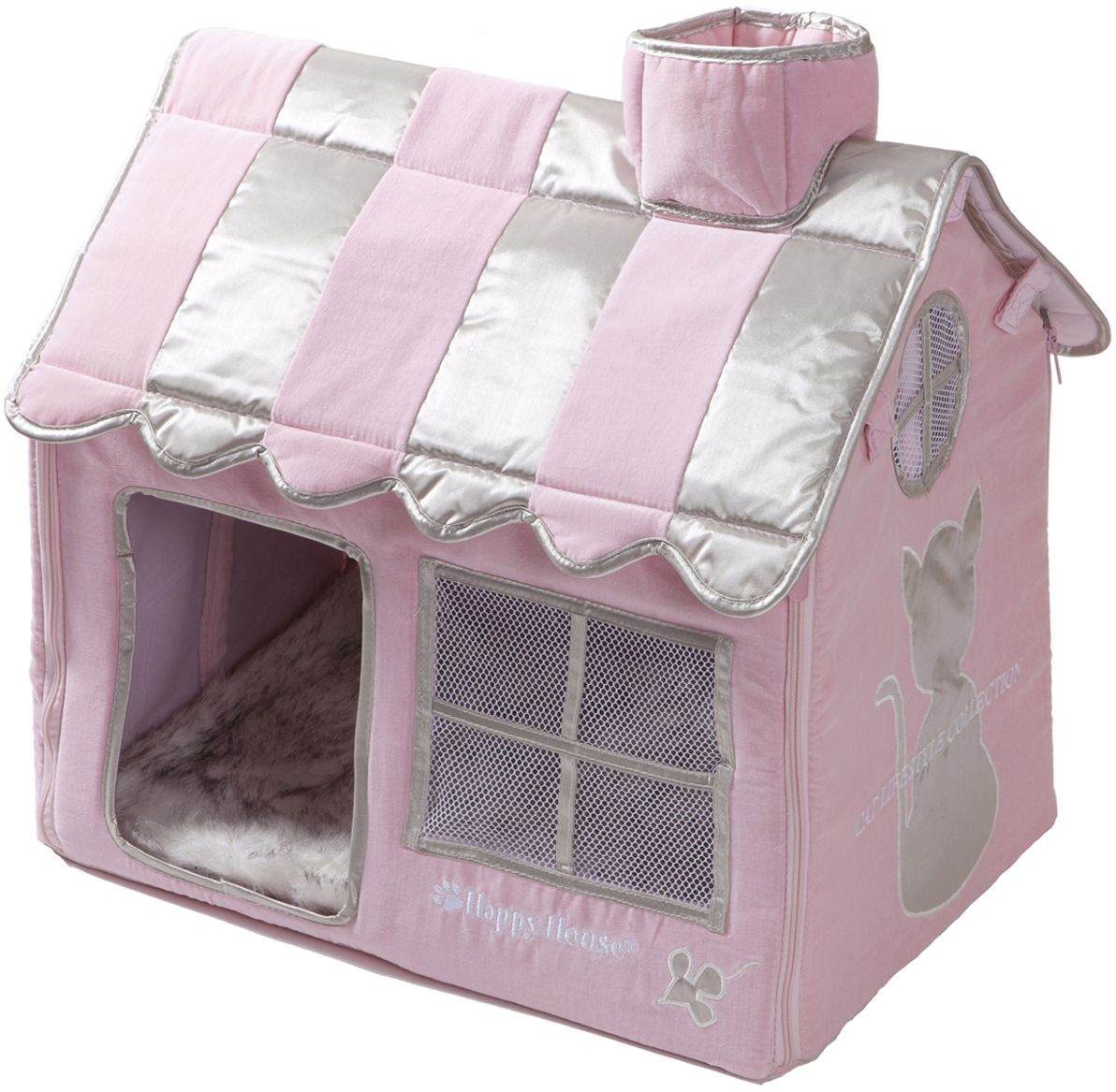 Домик для кошек Happy House Cat Lifestyle, цвет: розовый, 52 х 36 х 49 см8475-1 Домик для кошек Happy House Cat Lifestyle, цвет: розовый, 52 х 36 х 49 см8475-1Большой, уютный домик Happy House Cat Lifestyle, выполненный из полиэстера и картона, отлично подойдет для вашего любимца. Такой домик станет не только идеальным местом для сна вашего питомца, но и местом для отдыха. Внутрь домика ведет квадратное отверстие. Мягкий домик с оригинальным дизайном имеет сборную конструкцию, что облегчит его транспортировку и хранение. Внутри имеется съемная подушка из искусственного меха. Размер домика: 52 х 36 х 49 см.