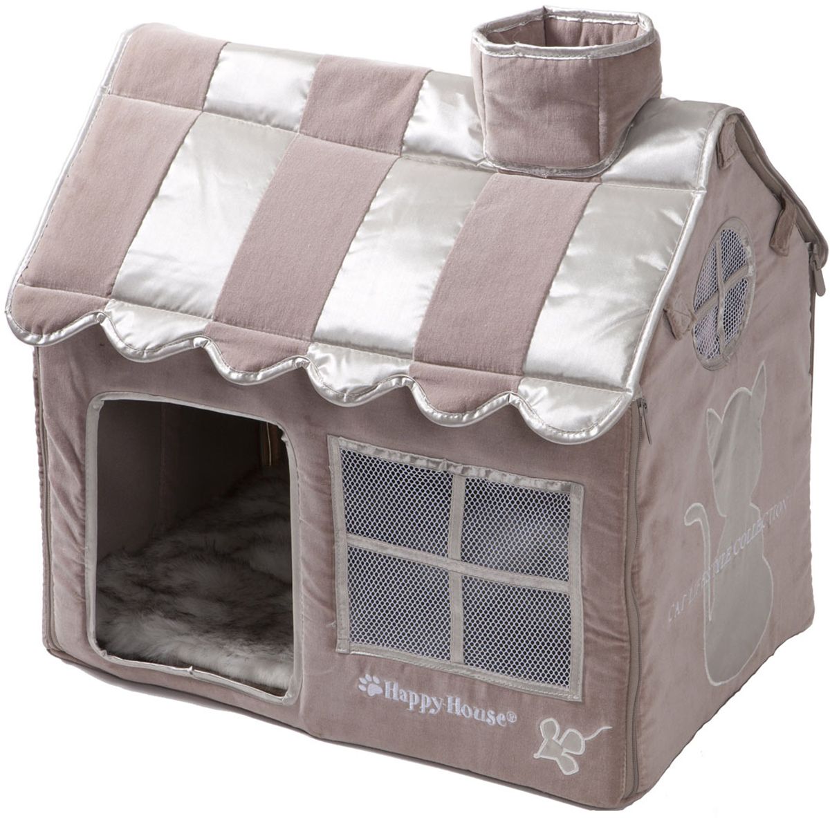 Домик для кошек Happy House Cat Lifestyle, цвет: серый, молочно-коричневый, 52 х 36 х 49 см8475-2 Домик для кошек Happy House Cat Lifestyle, цвет: серый, молочно-коричневый, 52 х 36 х 49 см8475-2Большой, уютный домик Happy House Cat Lifestyle, выполненный из полиэстера и картона, отлично подойдет для вашего любимца. Такой домик станет не только идеальным местом для сна вашего питомца, но и местом для отдыха. Внутрь домика ведет квадратное отверстие. Мягкий домик с оригинальным дизайном имеет сборную конструкцию, что облегчит его транспортировку и хранение. Внутри имеется съемная подушка из искусственного меха. Размер домика: 52 х 36 х 49 см.