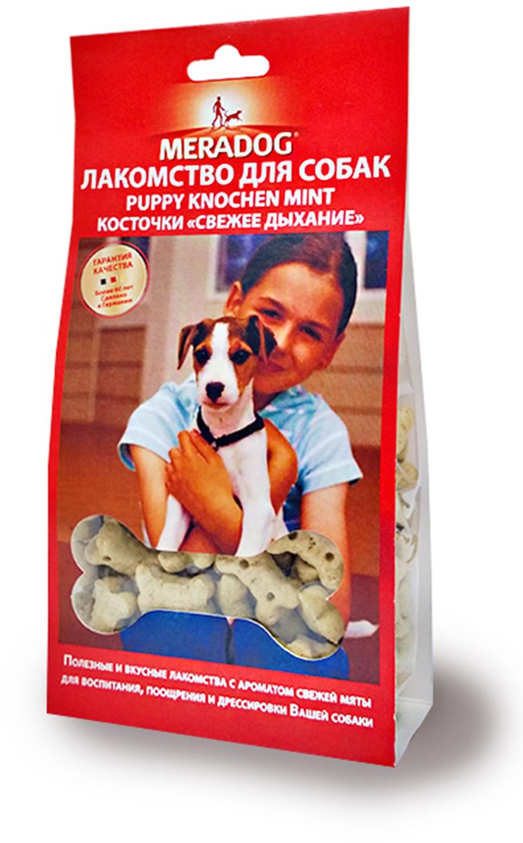Лакомство для собак Meradog Mint Puppy Knochen, косточки Свежее дыхание, 150 г944210 Лакомство для собак Meradog Mint Puppy Knochen, косточки Свежее дыхание, 150 г944210Печенье (лакомства) для собак. Как вознаграждение, а также дополнение к основному рациону собак