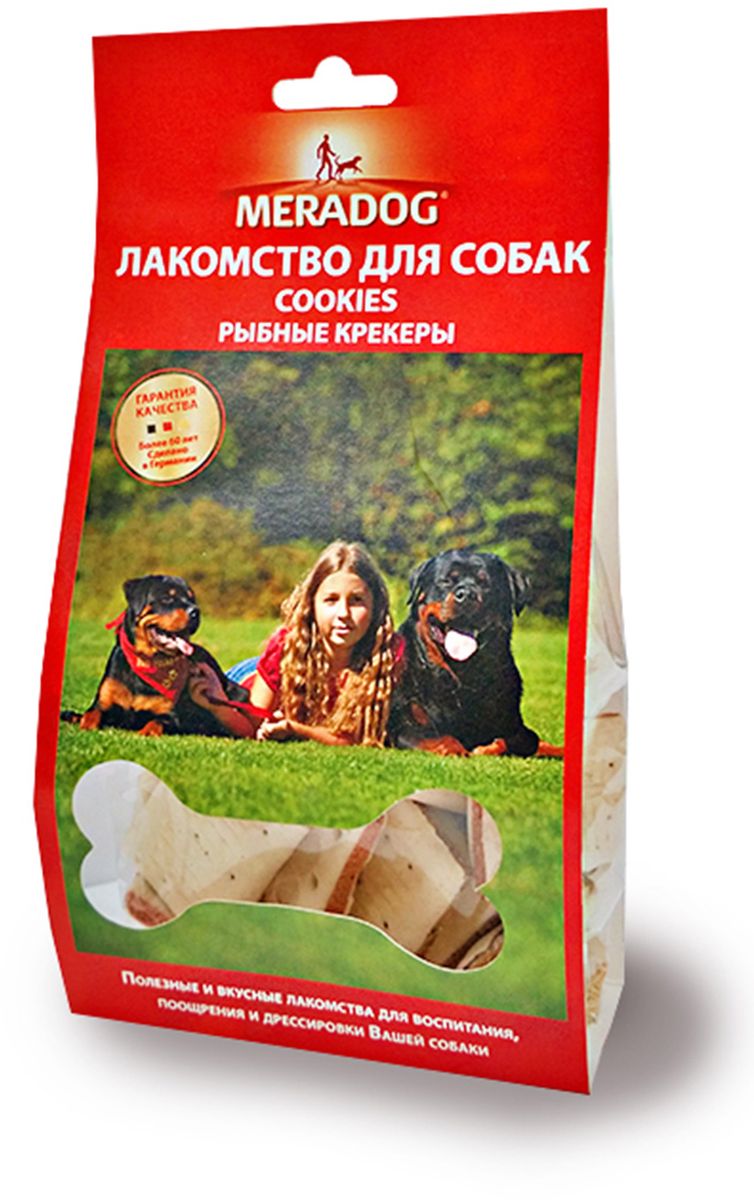 Лакомство для собак Meradog Cookies, рыбные крекеры, 150 г949010 Лакомство для собак Meradog Cookies, рыбные крекеры, 150 г949010Печенье (лакомства) для собак. Как вознаграждение, а также дополнение к основному рациону собак