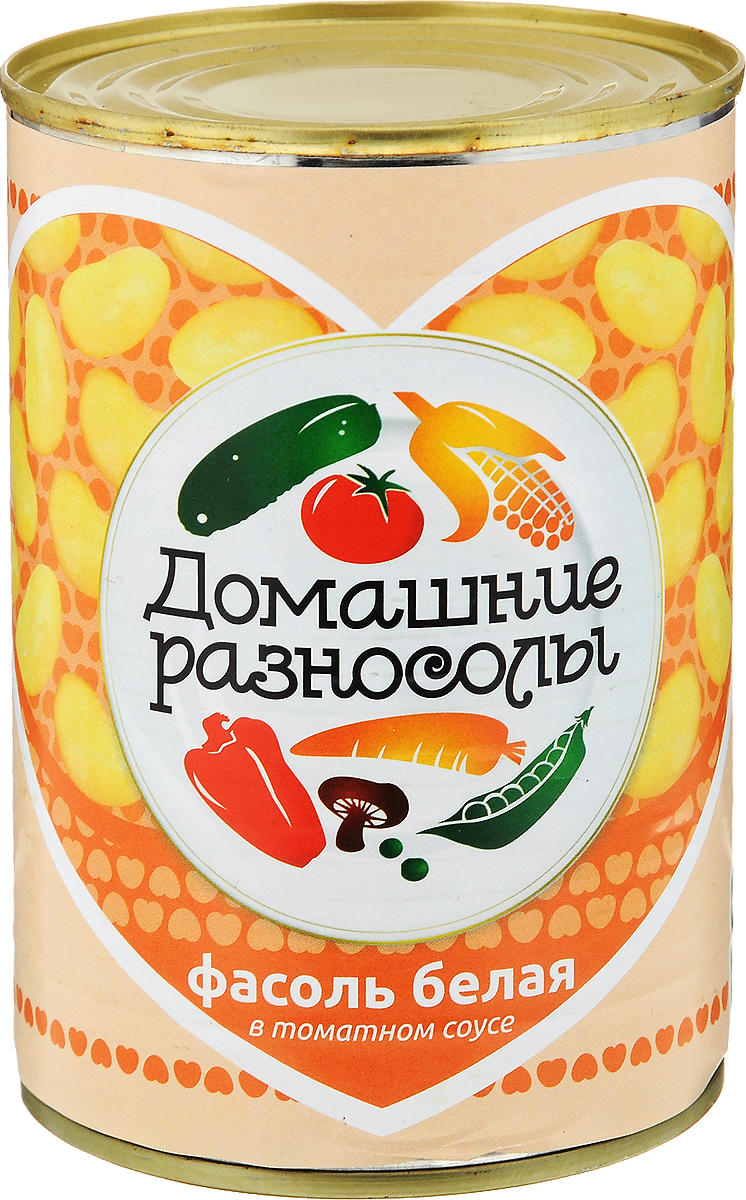 Домашние разносолы фасоль белая в томатном соусе, 425 мл0303111051110003 Домашние разносолы фасоль белая в томатном соусе, 425 мл0303111051110003Консервированная фасоль Домашние разносолы в томатном соусе выступает необходимым ингредиентом многих кушаний: закусок, салатов, супов, а также она может использоваться в качестве отличного гарнира к мясным блюдам и даже паштету. ГОСТ Р54679-2011. Уважаемые клиенты! Обращаем ваше внимание, что полный перечень состава продукта представлен на дополнительном изображении. Упаковка может иметь несколько видов дизайна. Поставка осуществляется в зависимости от наличия на складе.