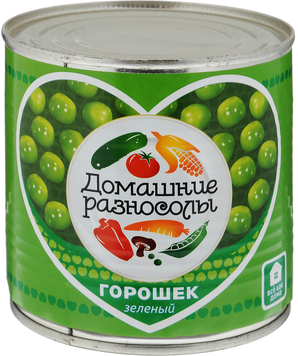 Домашние разносолы горошек зеленый, 400 г0302111021110000 Домашние разносолы горошек зеленый, 400 г0302111021110000Неизменная составляющая салата оливье и винегрета, полезная и быстрая закуска - продолжает оставаться на пике популярности. Супы, салаты, гарниры, паштеты, овощные рагу многие не могут представить себе без этого универсального продукта, который отлично сочетается с мясом, рыбой, любыми овощами, майонезом и прочими соусами. ГОСТ Р 54050-2010, сорт высший. Уважаемые клиенты! Обращаем ваше внимание, что полный перечень состава продукта представлен на дополнительном изображении.