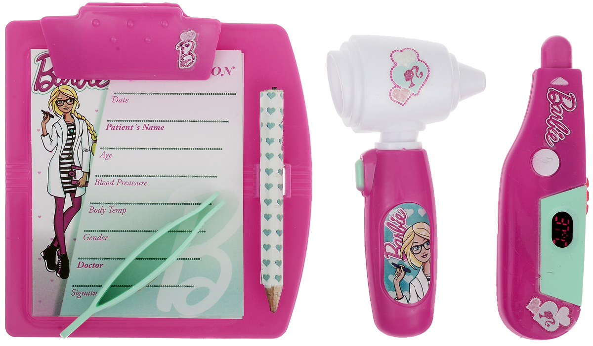 Corpa Игровой набор Юный доктор Barbie 4 предмета D121BD121B Corpa Игровой набор Юный доктор Barbie 4 предмета D121BD121BИгровой набор Corpa Юный доктор Barbie - это замечательный подарок для вашей девочки, которая сможет почувствовать себя настоящим врачом. В набор входит: электронный градусник для измерения температуры, отоскоп - прибор для исследования ушей, планшет для записей с карандашом и пинцет. С таким набором ваша малышка сможет примерить на себя сложнейшую, но очень интересную профессию доктора и даже стать настоящим специалистом в области здравоохранения, оказывая медицинскую помощь любимым игрушкам. Все инструменты исключительно безопасны, выполнены из прочных материалов и оснащены световыми эффектами. Для работы градусника и отоскопа потребуются 4 батарейки типа AG10 (товар комплектуется демонстрационными).