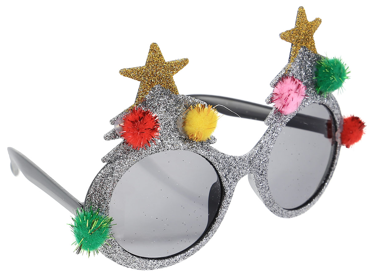 Partymania Очки для вечеринок Елочки цвет серебристыйT1221_серебристый Partymania Очки для вечеринок Елочки цвет серебристыйT1221_серебристыйОчки с темными стеклами Partymania Елочки декорированы блестками и мягкими помпонами. На новогодней вечеринке или на домашнем празднике станет еще веселее, если раздать гостям смешные очки. Очки для вечеринок Partymania Елочки могут так же стать забавными призами в конкурсах. Преобразите друзей или коллег с помощью этих очков, и вы увидите, как хорошее настроение наполнит ваш праздник. Не являются солнцезащитными. Не имеют UF-фильтров.