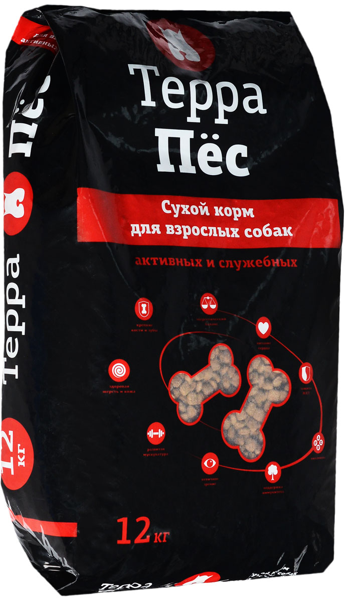 Корм сухой Терра Пес, для взрослых активных и служебных собак, 12 кг00-00000456 Корм сухой Терра Пес, для взрослых активных и служебных собак, 12 кг00-00000456Сухой корм Терра Пес - это полноценное сбалансированное питание для взрослых, активных и служебных собак, разработанное с использованием современных технологий. В состав корма входят все необходимые питательные вещества, включая витамины. Корм легко усваивается и имеет прекрасный вкус. Основные питательные вещества гарантируют сильные кости, превосходные мускулы, здоровую кожу и шерсть. Порадуйте своего любимца вкусным и полезным продуктом. Товар сертифицирован.