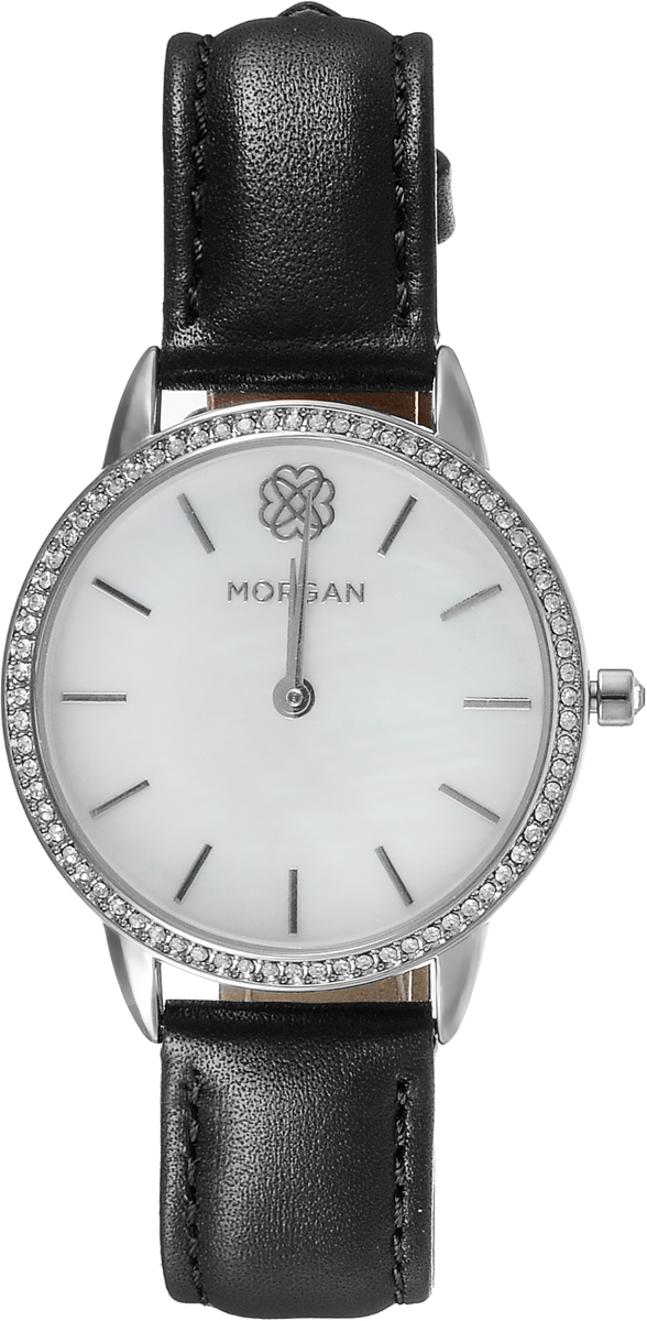 Наручные часы женские Morgan, цвет: черный. M1260BM1260B Наручные часы женские Morgan, цвет: черный. M1260BM1260BДвухстрелочный механизм VJ20; IP Silver-покрытие; Размер корпуса 34 мм; Минеральное стекло; Белый перламутровый циферблат; Чешские кристаллы; Черный кожаный ремешок; Водозащита 3 АТМ