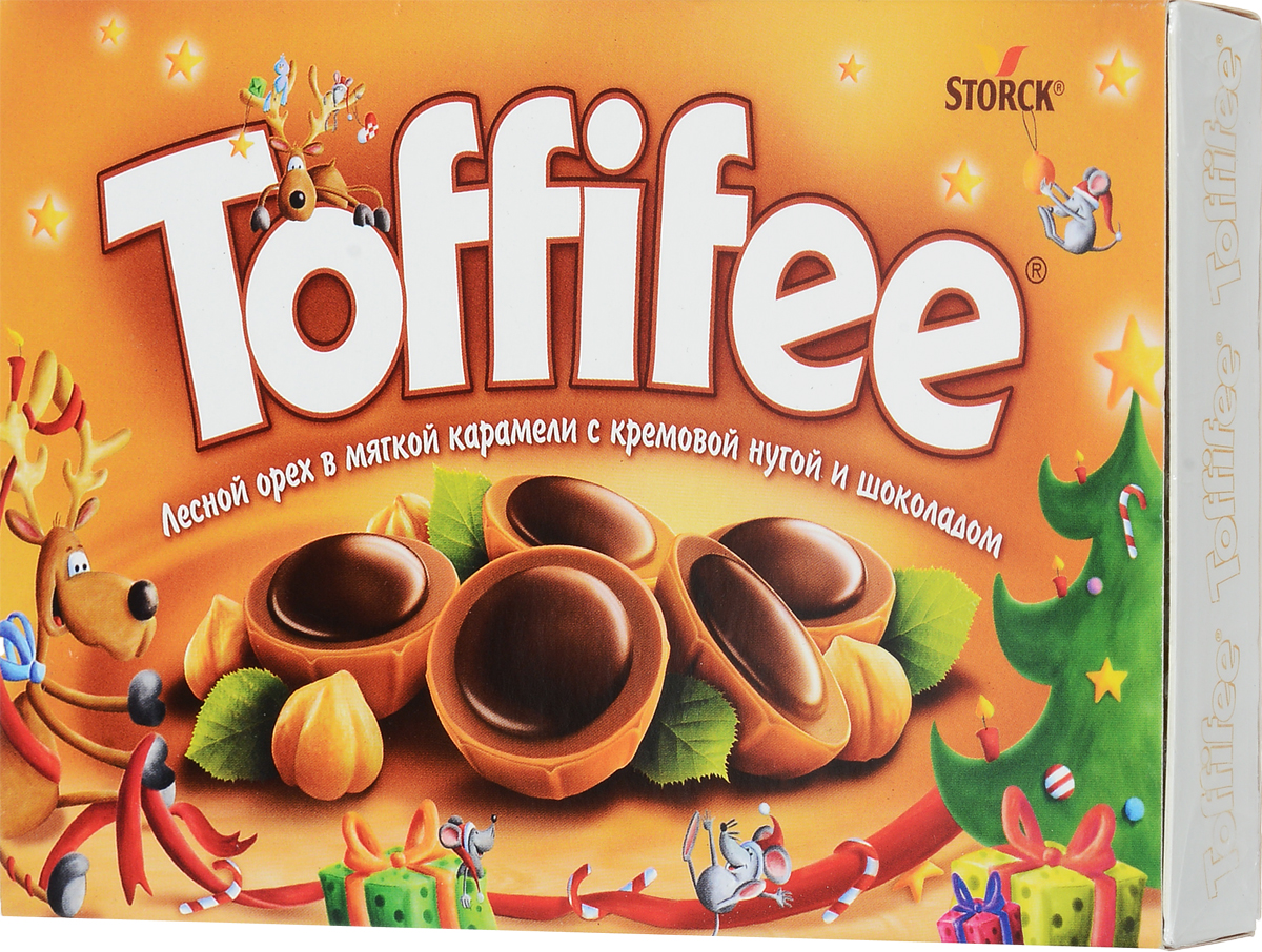 Toffife Конфеты орешки в карамели, 125 г (новогодний дизайн)294903_новогодний дизайн Toffife Конфеты орешки в карамели, 125 г (новогодний дизайн)294903_новогодний дизайнСекрет конфет Toffifee в интересном сочетании вкуснейших ингредиентов: отборный цельный лесной орех в чашечке из мягкой карамели, наполненной нежной кремовой нугой и покрытой восхитительным шоколадом! Toffifee - это невероятно вкусные конфеты, которые понравятся и взрослым, и детям! Уважаемые клиенты! Обращаем ваше внимание, что полный перечень состава продукта представлен на дополнительном изображении.