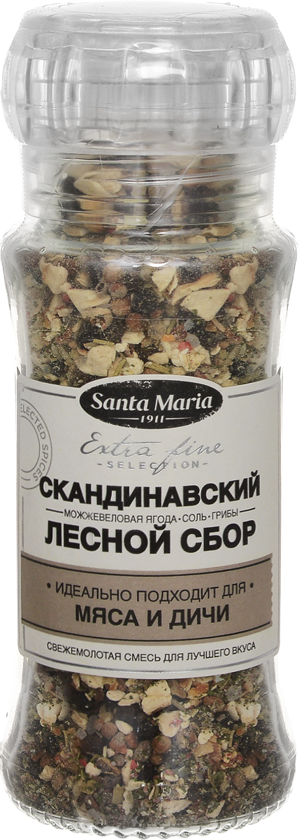 Santa Maria Скандинавский лесной сбор, 70 г26834 Santa Maria Скандинавский лесной сбор, 70 г26834Скандинавский лесной сбор Santa Maria - отлично сбалансированный вкус можжевеловой ягоды, трав и грибов. Смесь прекрасно подходит для маринования дичи, приготовления тушеных блюд и соусов, стейков, а также блюд из птицы, мяса, фарша. Уважаемые клиенты! Обращаем ваше внимание, что полный перечень состава продукта представлен на дополнительном изображении.
