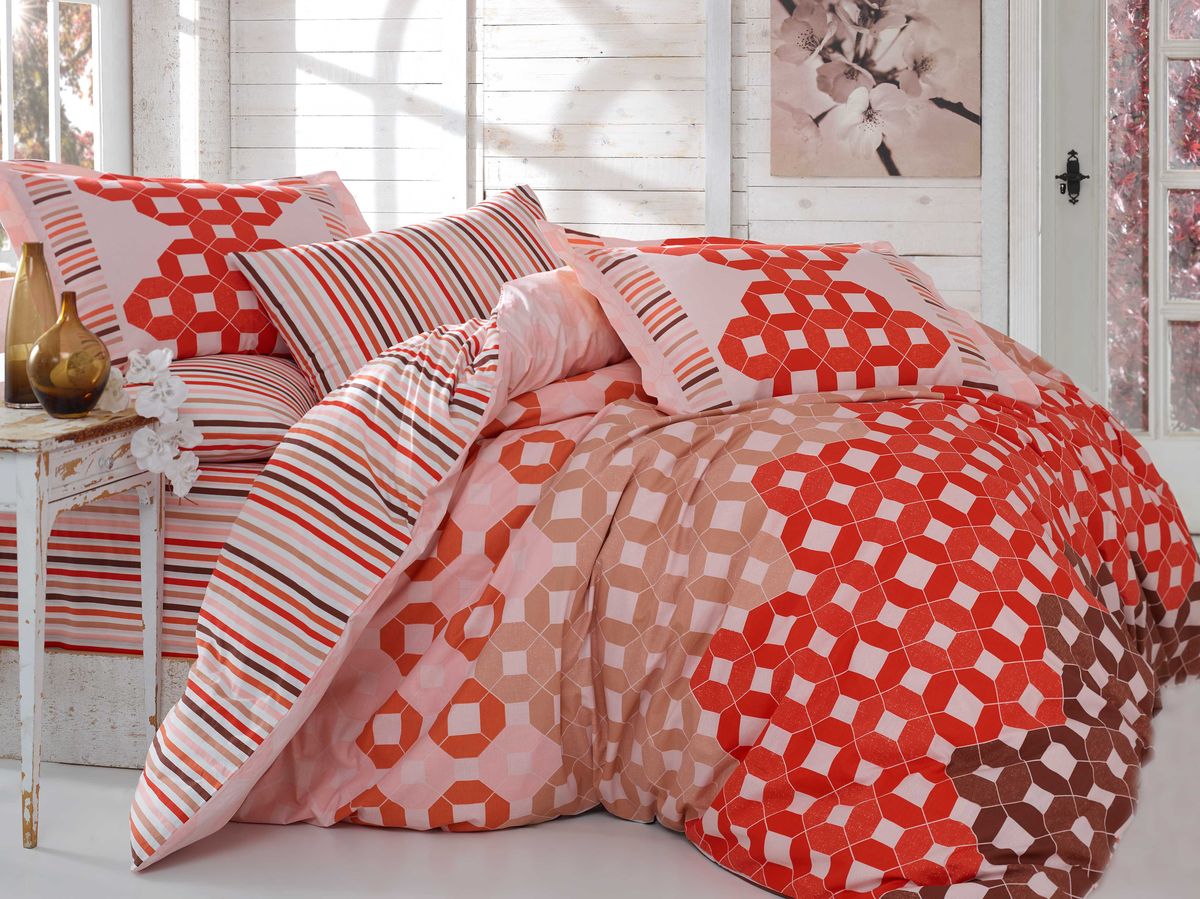Комплект белья Hobby Home Collection "Marsella", 1,5-спальный, наволочки 50x70, 70x70, цвет: красный