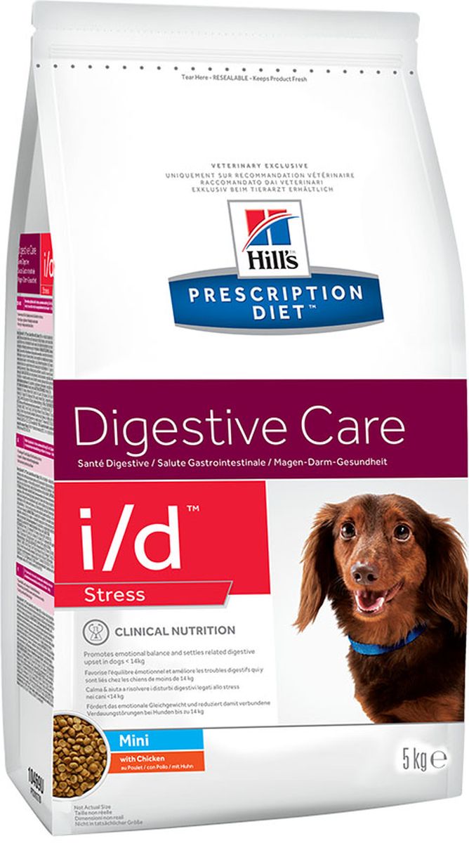 Корм сухой Hills Prescription Diet i/d Stress MINI, диетический, для собак мелких пород, при заболеваниях ЖКТ, вызванных стрессом, 5 кг10470 Корм сухой Hills Prescription Diet i/d Stress MINI, диетический, для собак мелких пород, при заболеваниях ЖКТ, вызванных стрессом, 5 кг10470Рационы Hills Prescription Diet клинически протестированы, разработаны для поддержания и коррекции состояния у животных, имеющих проблемы со здоровьем при сохранении превосходных вкусовых характеристик. Рационы Hills Prescription Diet могут быть рекомендованы только ветеринарным врачом. Они являются выбором ветеринарных врачей для диетотерапии у собственных домашних животных, страдающих заболеваниями или находящихся в группе риска. Внимание!!! Осуществляя покупку, Вы подтверждаете, что осведомлены о необходимости получения рекомендации ветеринарного специалиста не реже, чем раз в 6 месяцев для применения данного рациона. Hills PrescriptionDiet i/d Stress Canine Mini с Курицей (18%) – полноценный диетический рацион для взрослых собак при острых кишечных абсорбционных расстройствах, нарушении переваривания пищи и хронических заболеваниях, при которых требуется питание с низким содержанием жира. Рацион содержит повышенный уровень электролитов, ингредиенты высокой...