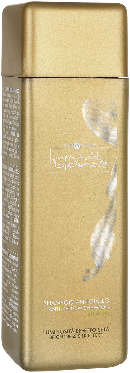 Hair Company Шампунь анти-желтый Inimitable Blonde Anti-Yellow Shampoo 250 мл253752/LB11971 RUS Hair Company Шампунь анти-желтый Inimitable Blonde Anti-Yellow Shampoo 250 мл253752/LB11971 RUSДеликатный Анти-жёлтый шампунь с кислым PH разработан для устранения нежелательного желтого оттенка седых и обесцвеченных волос. Придает волосам здоровый вид, жизненный блеск и сияние, оптимизирует и стабилизирует оттенок.