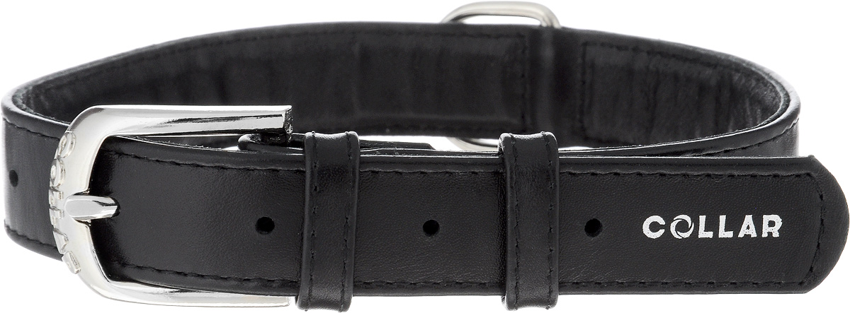 Ошейник для собак CoLLaR Glamour, цвет: черный, ширина 2,5 см, обхват шеи 38-49 см33041 Ошейник для собак CoLLaR Glamour, цвет: черный, ширина 2,5 см, обхват шеи 38-49 см33041Ошейник CoLLaR Glamour изготовлен из натуральной кожи, устойчивой к влажности и перепадам температур. Клеевой слой, сверхпрочные нити, крепкие металлические элементы делают ошейник надежным и долговечным. Размер ошейника регулируется при помощи металлической пряжки. Имеется металлическое кольцо для крепления поводка. Ваша собака тоже хочет выглядеть стильно! Такой модный ошейник станет для питомца отличным украшением и выделит его среди остальных животных. Изделие отличается высоким качеством, удобством и универсальностью. Обхват шеи: 38-49 см. Ширина: 2,5 см.