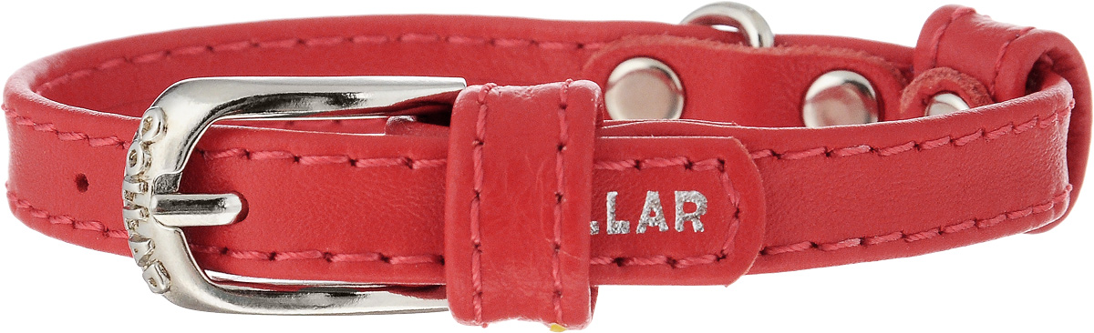 Ошейник для собак CoLLaR Glamour, цвет: красный, ширина 9 мм, обхват шеи 18-21 см. 320032003 Ошейник для собак CoLLaR Glamour, цвет: красный, ширина 9 мм, обхват шеи 18-21 см. 320032003Ошейник CoLLaR Glamour изготовлен из натуральной кожи, устойчивой к влажности и перепадам температур. Клеевой слой, сверхпрочные нити, крепкие металлические элементы делают ошейник надежным и долговечным. Изделие отличается высоким качеством, удобством и универсальностью. Размер ошейника регулируется при помощи металлической пряжки. Имеется металлическое кольцо для крепления поводка. Ваша собака тоже хочет выглядеть стильно! Такой модный ошейник станет для питомца отличным украшением и выделит его среди остальных животных. Минимальный обхват шеи: 18 см. Максимальный обхват шеи: 21 см. Ширина: 9 мм.