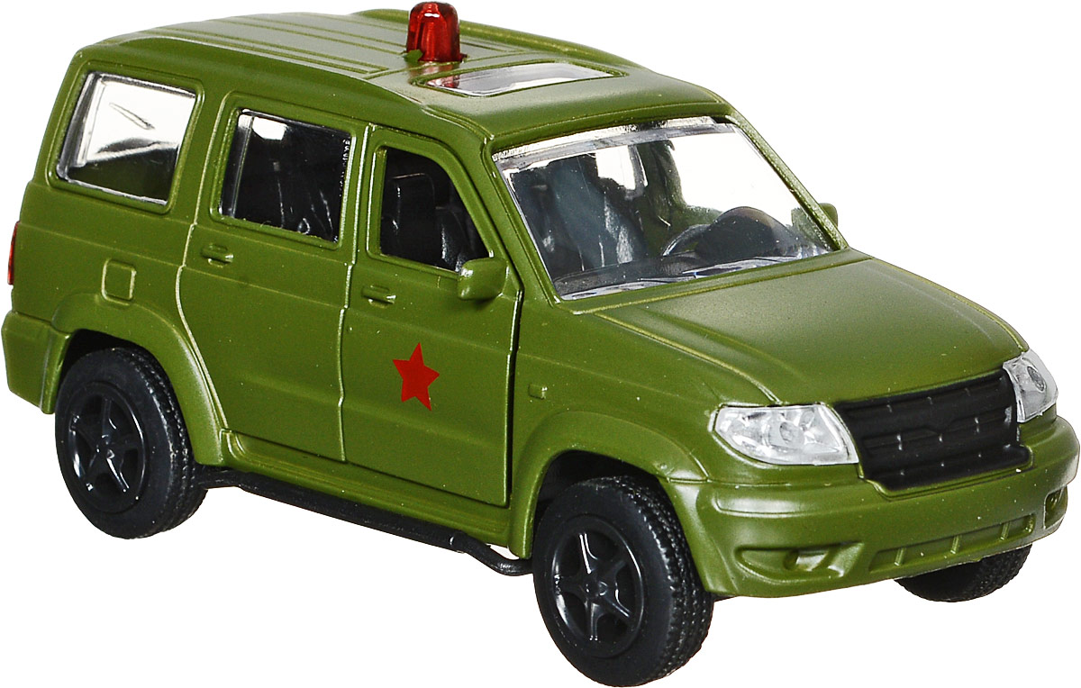 ТехноПарк Машинка инерционная UAZ PatriotX600-H09030-R ТехноПарк Машинка инерционная UAZ PatriotX600-H09030-RМашинка инерционная ТехноПарк UAZ Patriot придется по душе и детям, и взрослым коллекционерам миниатюрных моделей. Игрушка представляет собой реалистичную уменьшенную копию военного автомобиля УАЗ Патриот. Автомобиль, подобно своему прототипу, оснащен мигалкой. Передние двери открываются. Авто оснащено инерционным механизмом, а прорезиненные колеса обеспечивают надежное сцепление с любой поверхностью пола. Подарите вашему малышу возможность почувствовать себя настоящим водителем.